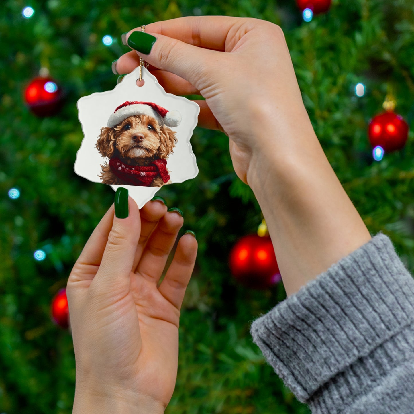Personalized Christmas Ceramic Ornament Featuring Your Doodle - Festive Pet Decor & Perfect Holiday Gift for New Doodle Owners