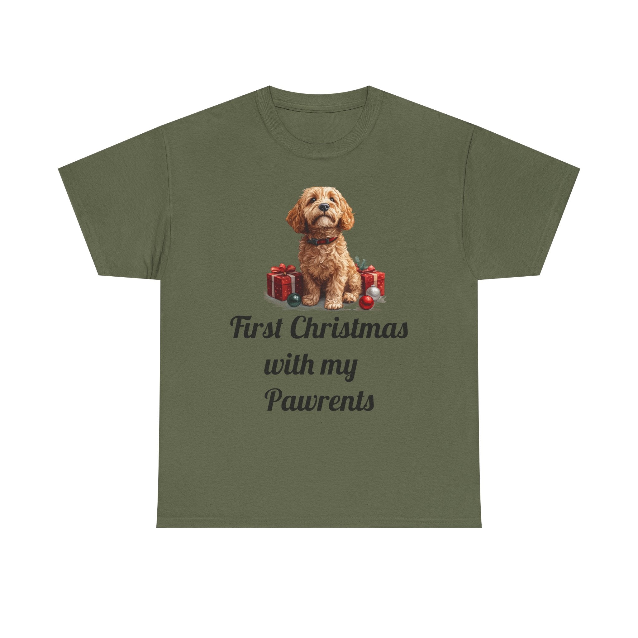 First Christmas with My Pawrents Goldendoodle Puppy T-Shirt, Gift for Her, Gift for Him, New Puppy Owners
