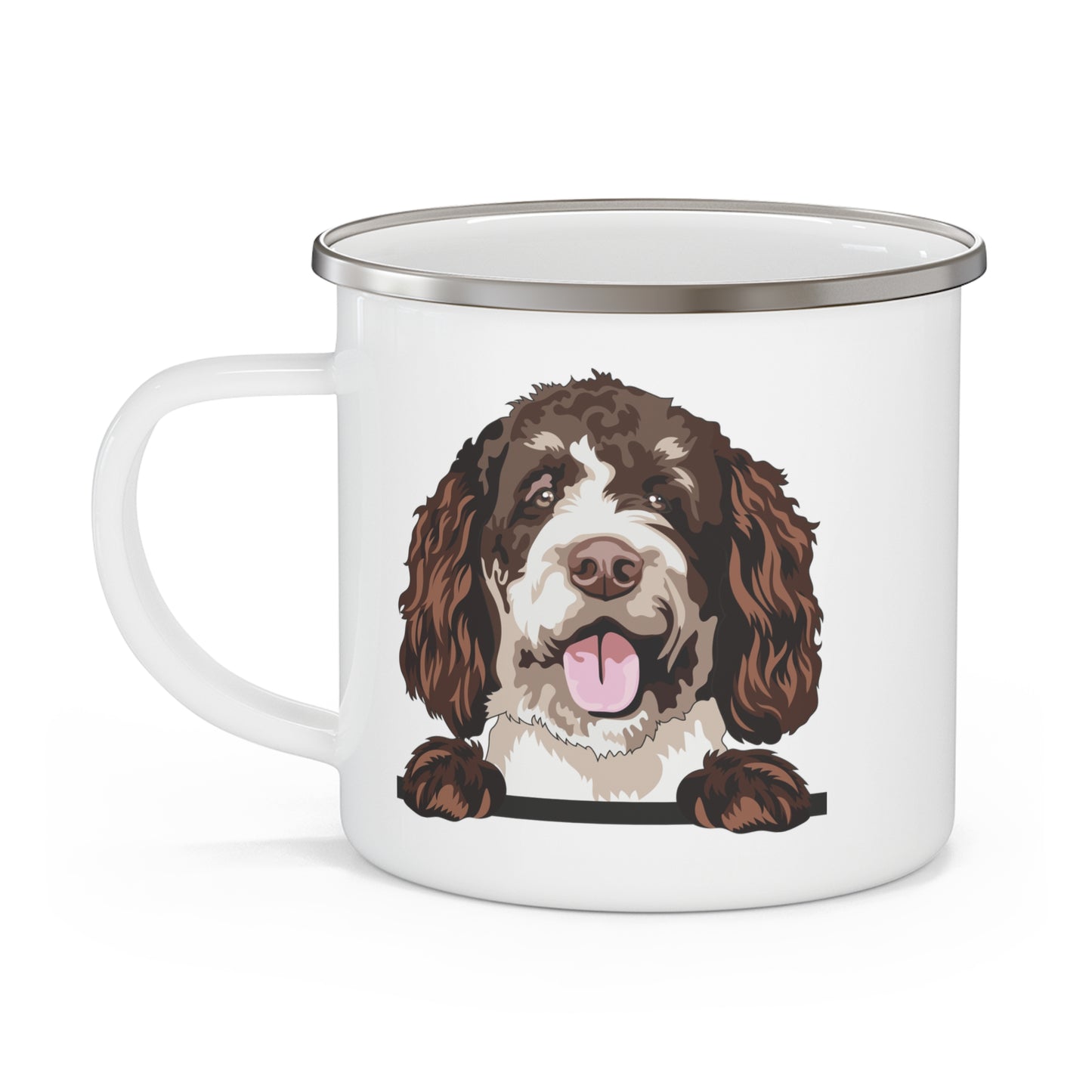Personalized Bernedoodle Enamel Camping Mug - Custom Dog Lover Gift, 12 oz Outdoor Coffee Cup