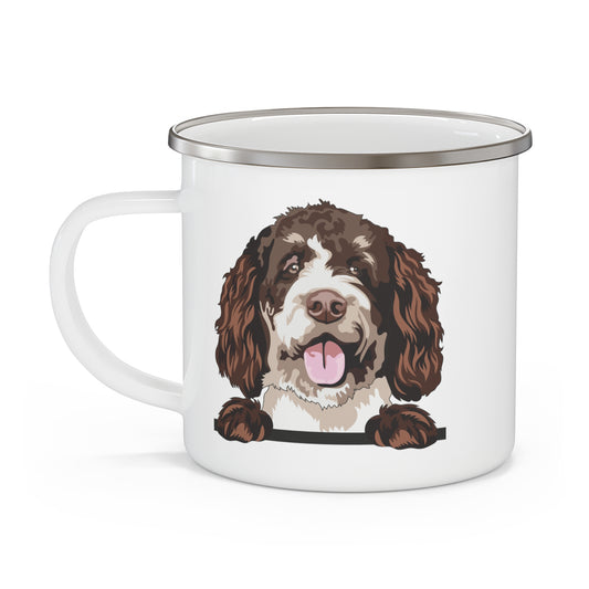 Personalized Bernedoodle Enamel Camping Mug - Custom Dog Lover Gift, 12 oz Outdoor Coffee Cup