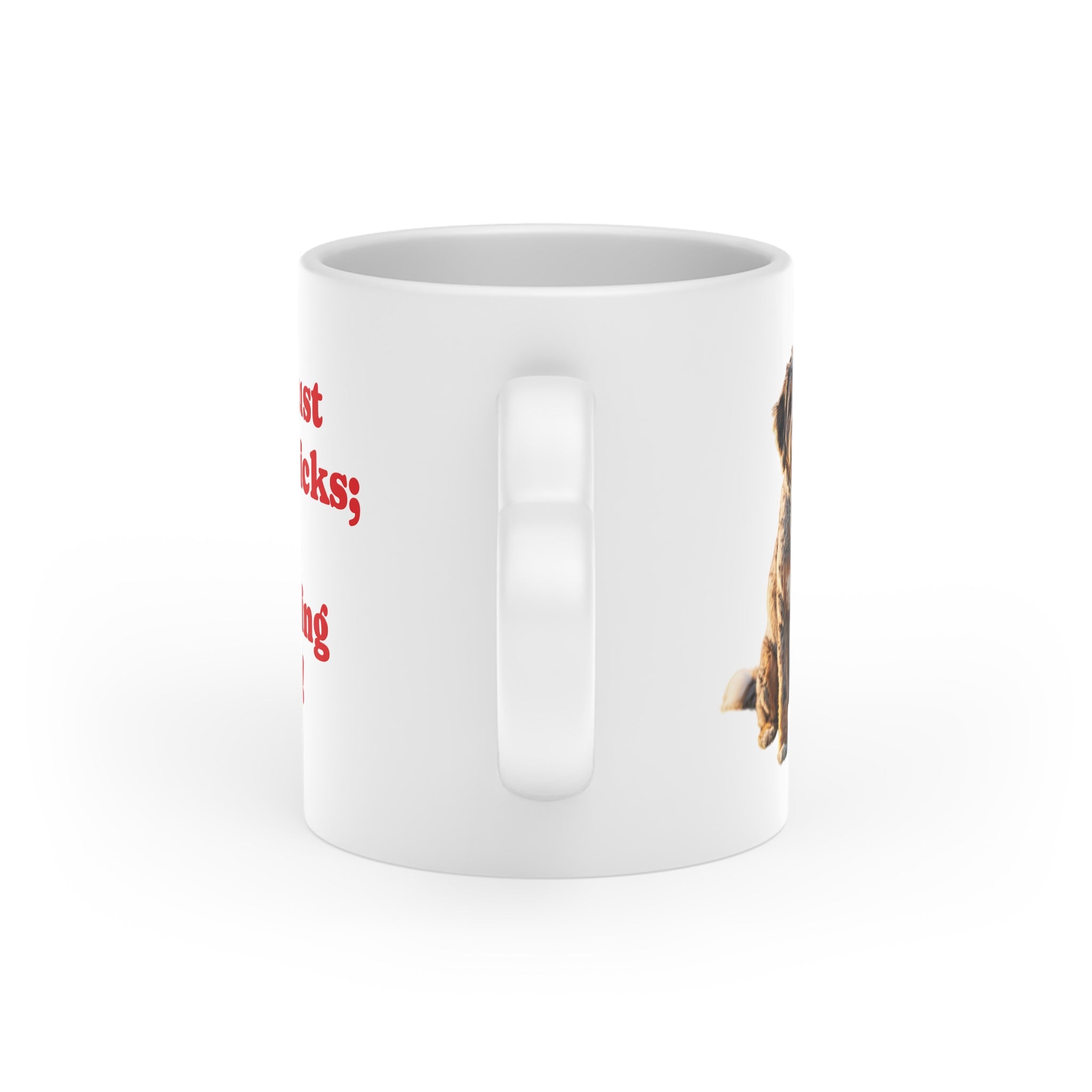 Aussiedoodle “I'm Not Just Fetching Sticks, I'm Fetching Hearts Heart-Shaped Mug | Aussiedoodle Dog Design
