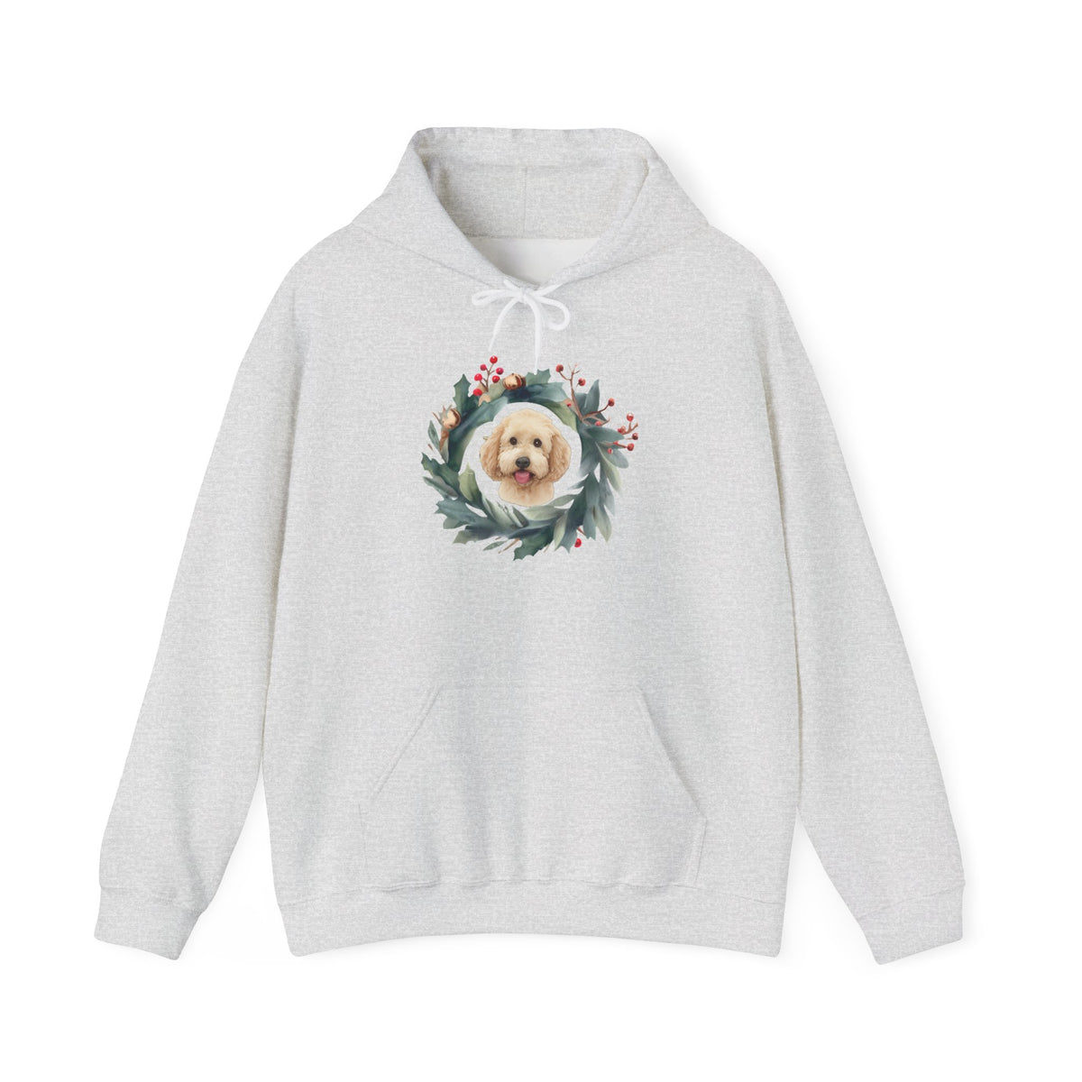 GoldenDoodle within Christmas Wreath, Unisex Heavy Blend™ Hooded Sweatshirt,
