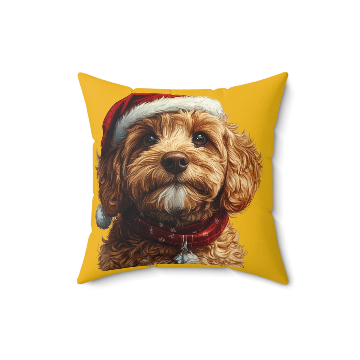 Festive Goldendoodle Dog Pillow - Faux Suede Square Pillow, Holiday Decor, Dog Lover Gift, Pet Christmas Cushion, Cozy Home Accent