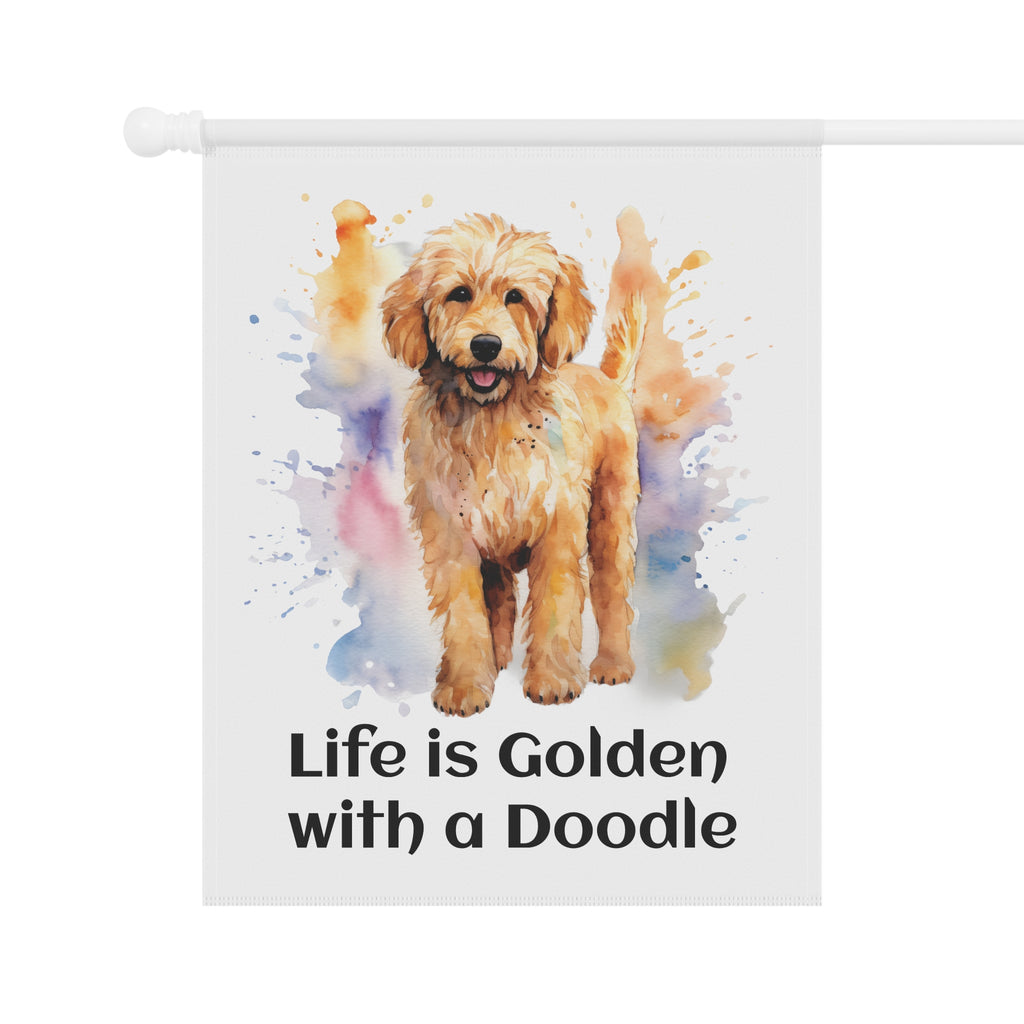 Garden & House Banner — "Life is Golden" Colorful Doodle Banner, 12" × 18" and 24.5" × 32"