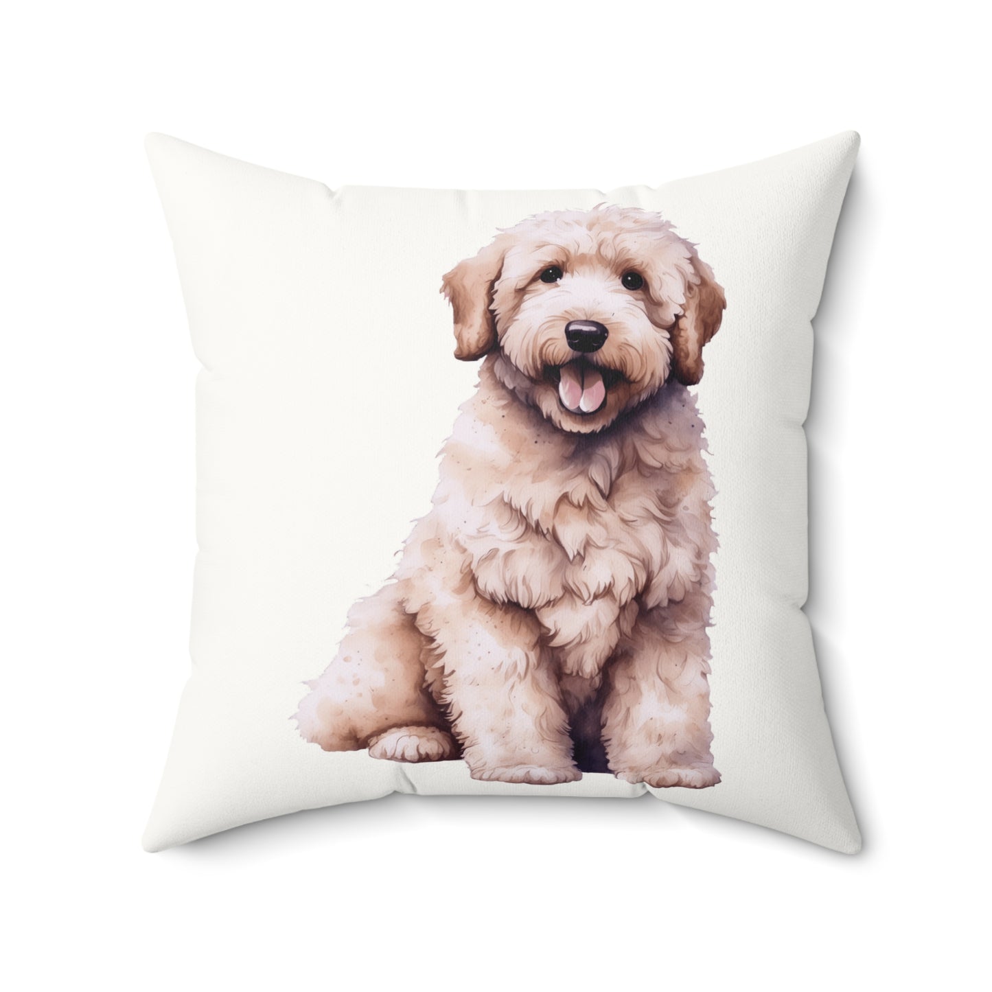 Adorable  Goldendoodle Dog Pillow – Faux Suede Square Cushion for Doodle Owners Lovers, Home Decor