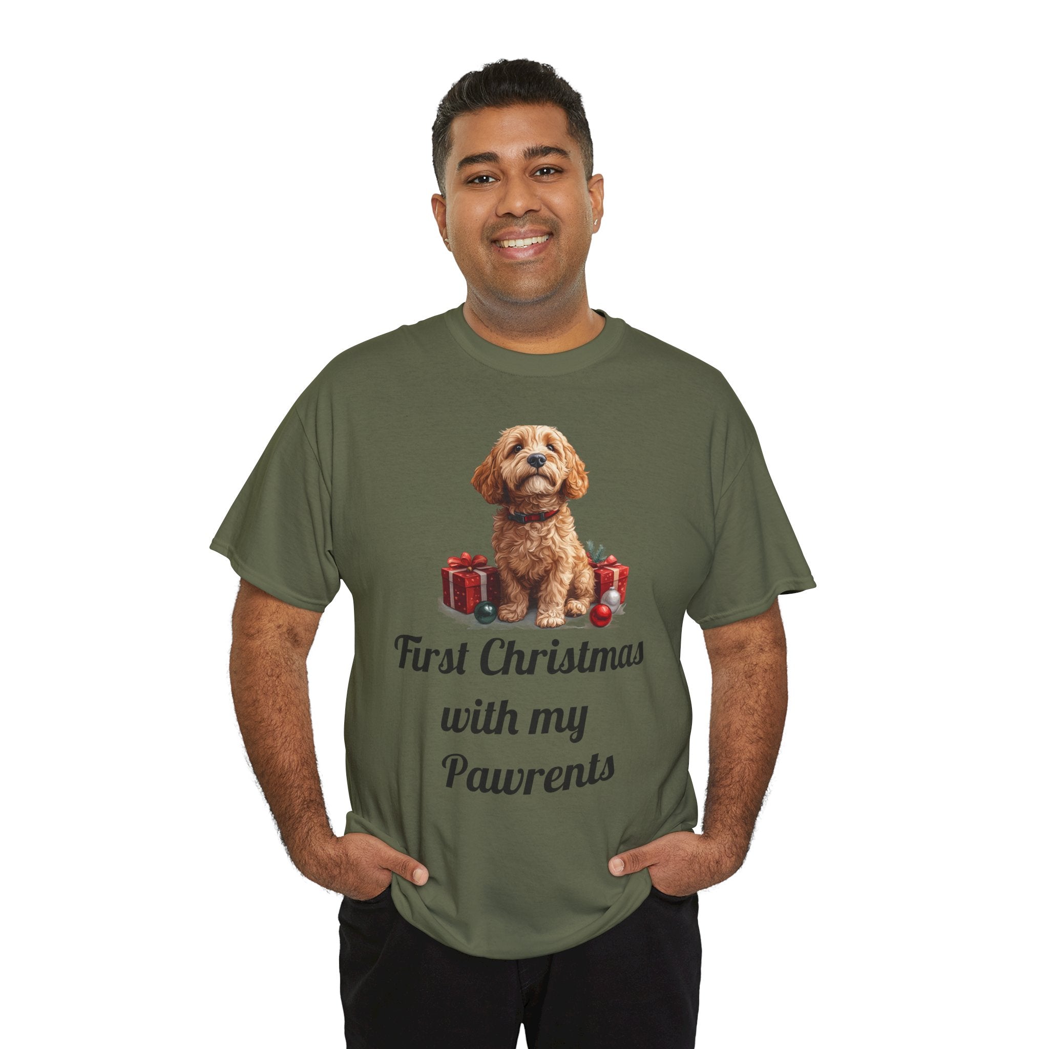 First Christmas with My Pawrents Goldendoodle Puppy T-Shirt, Gift for Her, Gift for Him, New Puppy Owners