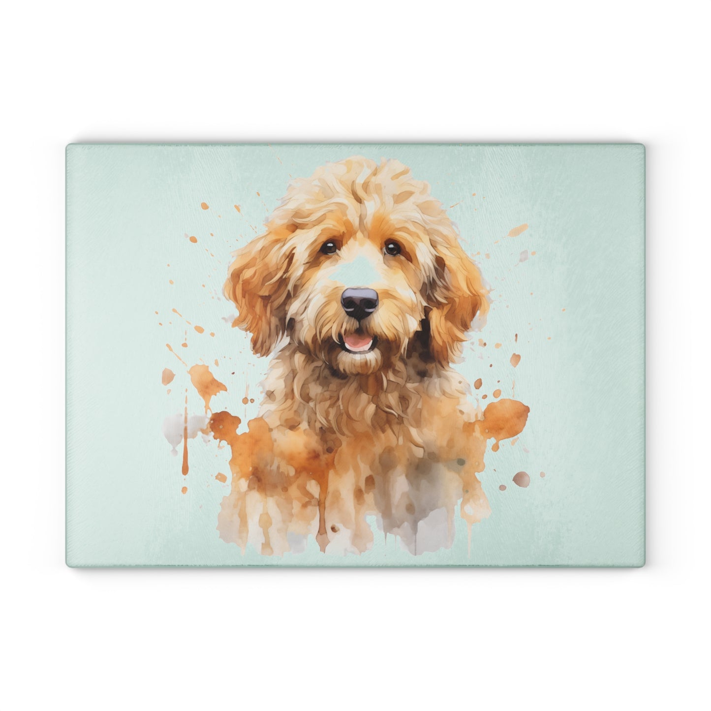 GoldendoodleDog Glass Cutting Board - Pet Lover Gift, Kitchen Decor, Dog Portrait Art, Gift for Dog Owners, Gift for Her