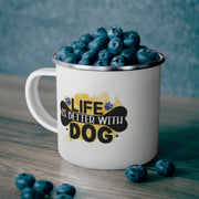 Life is Better With Dogs Enamel Mug, Cute Dog Gift Idea for Campers, Outdoor Cup, 12 oz, Camping Gear, Campfire Mug,Dog Lover Gift