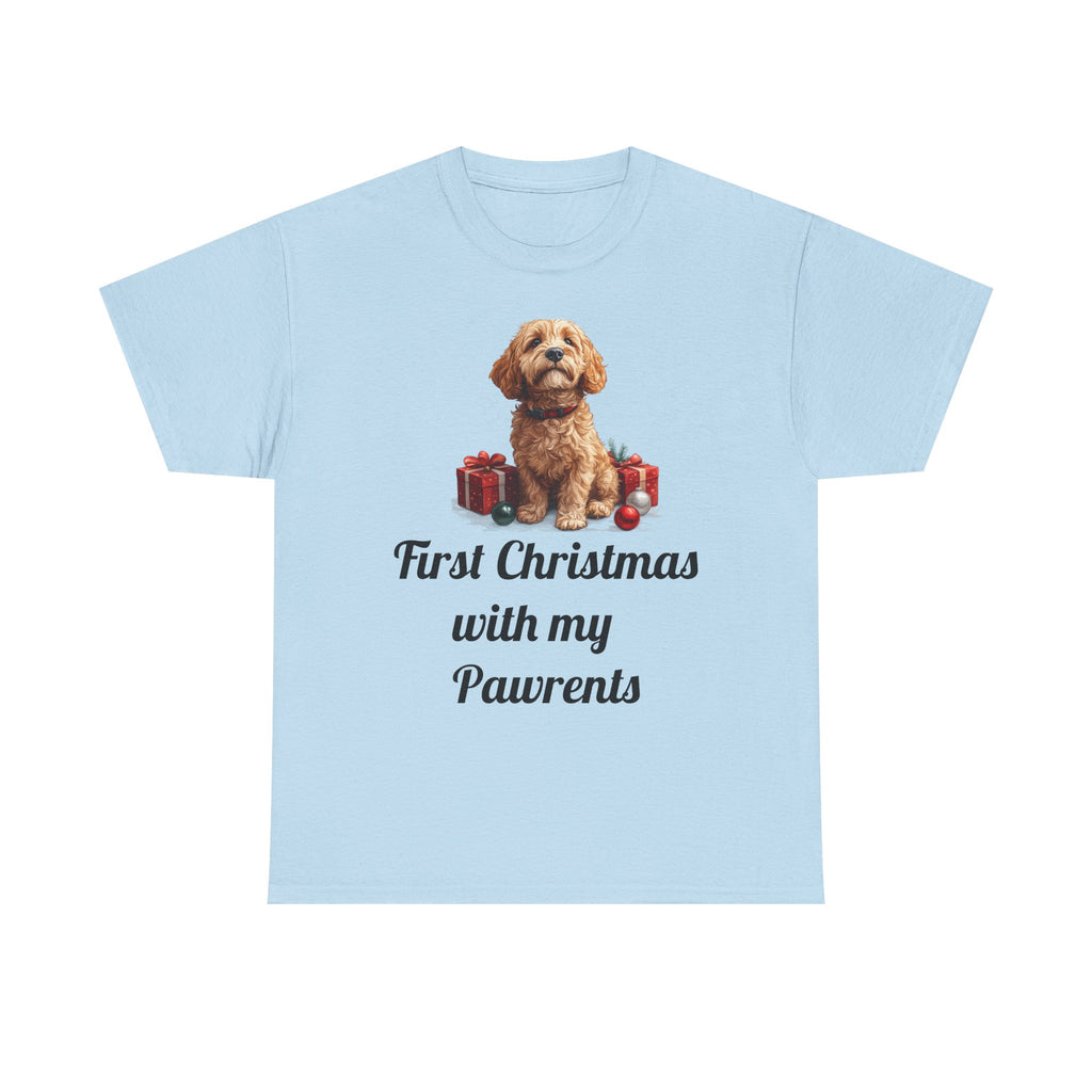 First Christmas with My Pawrents Goldendoodle Puppy T-Shirt, Gift for Her, Gift for Him, New Puppy Owners