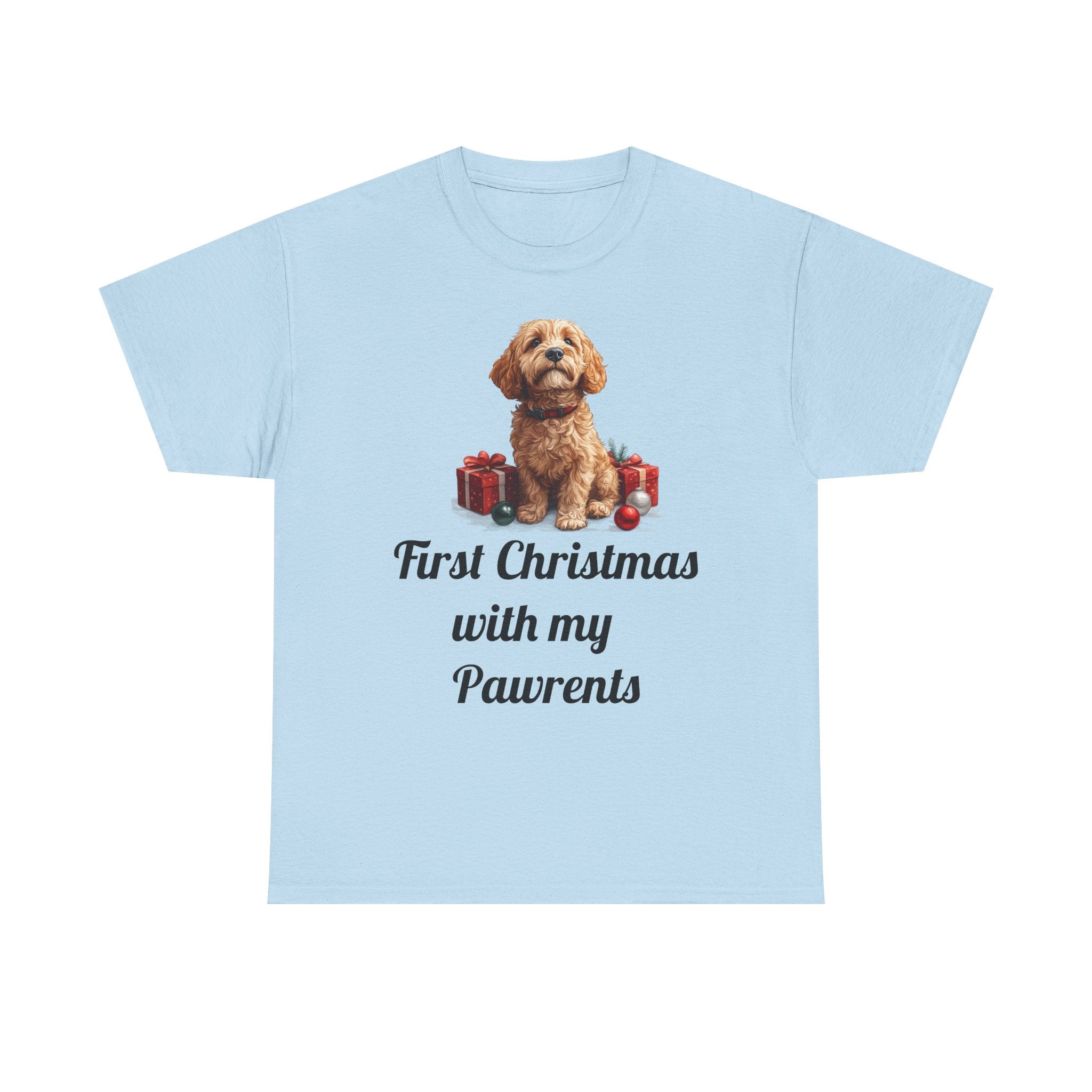 First Christmas with My Pawrents Goldendoodle Puppy T-Shirt, Gift for Her, Gift for Him, New Puppy Owners