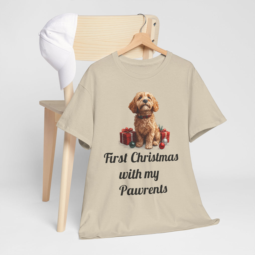 First Christmas with My Pawrents Goldendoodle Puppy T-Shirt, Gift for Her, Gift for Him, New Puppy Owners