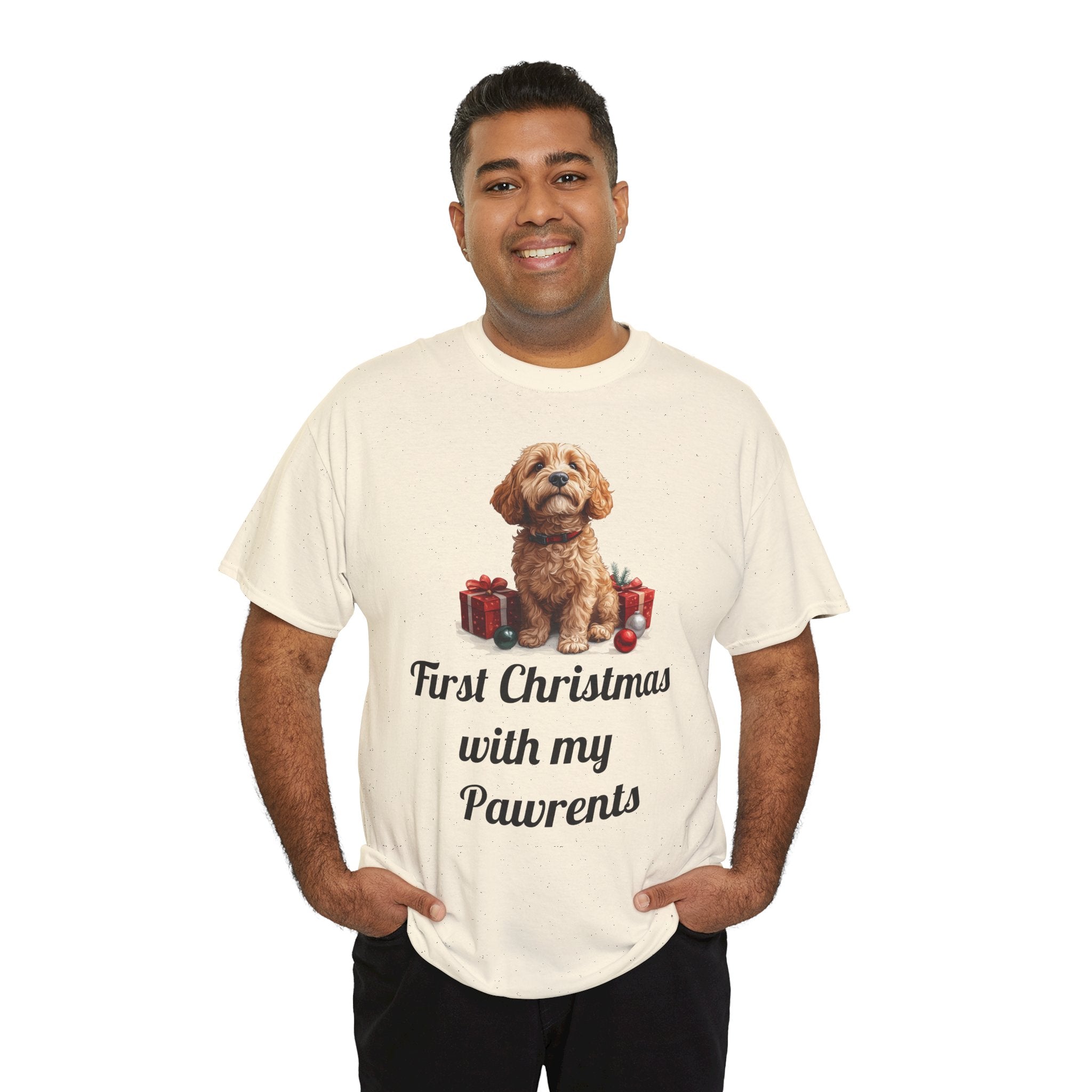 First Christmas with My Pawrents Goldendoodle Puppy T-Shirt, Gift for Her, Gift for Him, New Puppy Owners