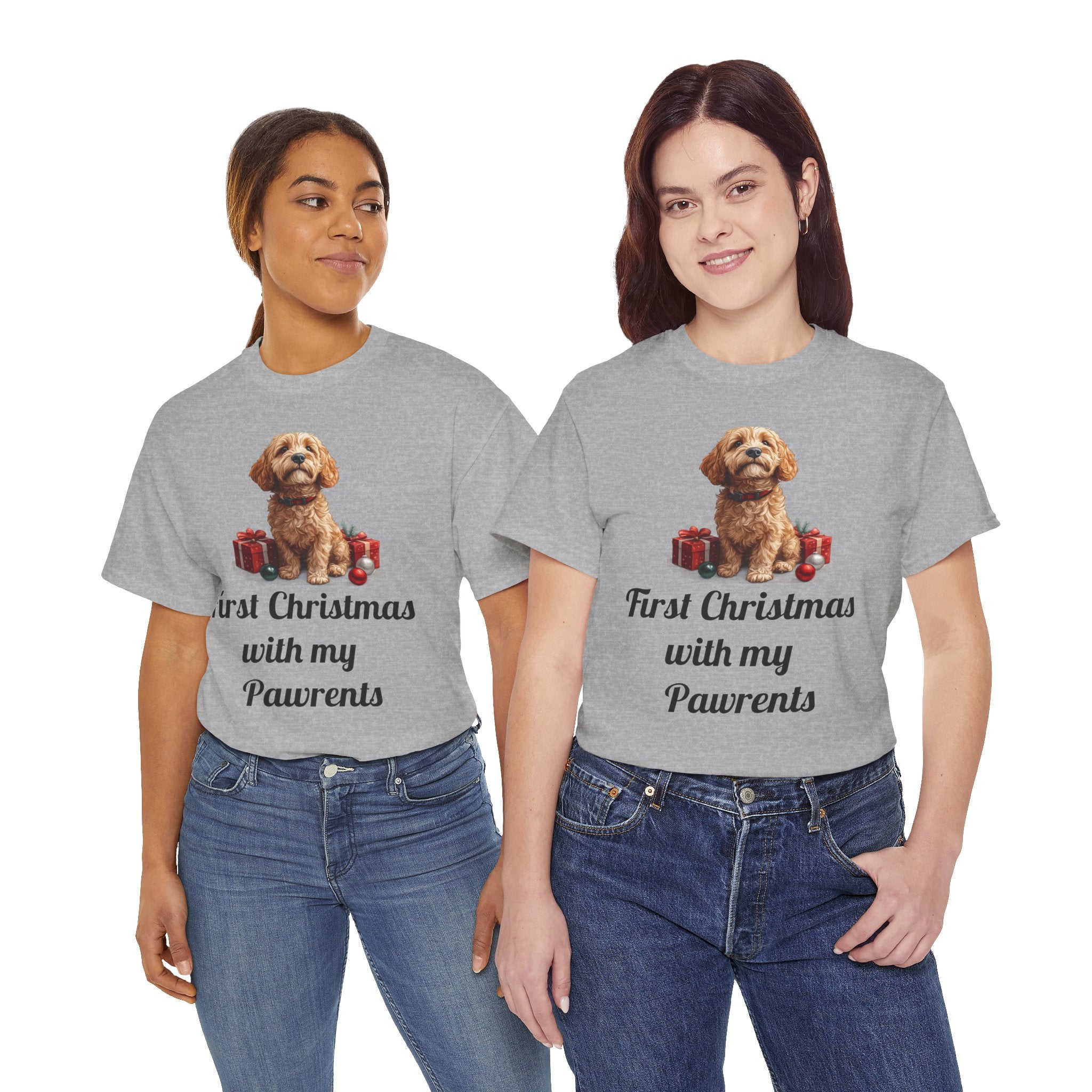 First Christmas with My Pawrents Goldendoodle Puppy T-Shirt, Gift for Her, Gift for Him, New Puppy Owners
