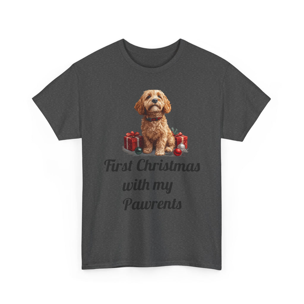 First Christmas with My Pawrents Goldendoodle Puppy T-Shirt, Gift for Her, Gift for Him, New Puppy Owners