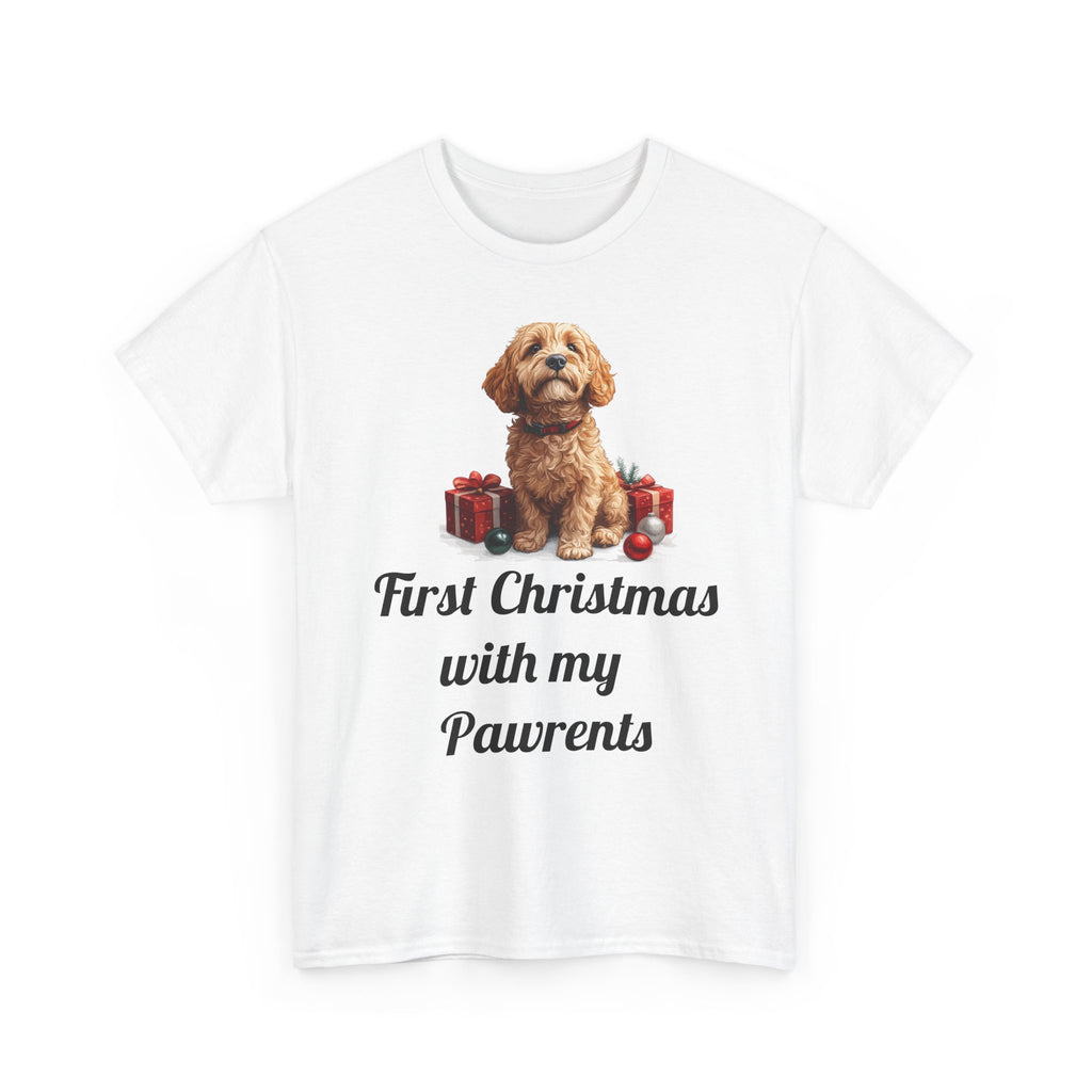 First Christmas with My Pawrents Goldendoodle Puppy T-Shirt, Gift for Her, Gift for Him, New Puppy Owners