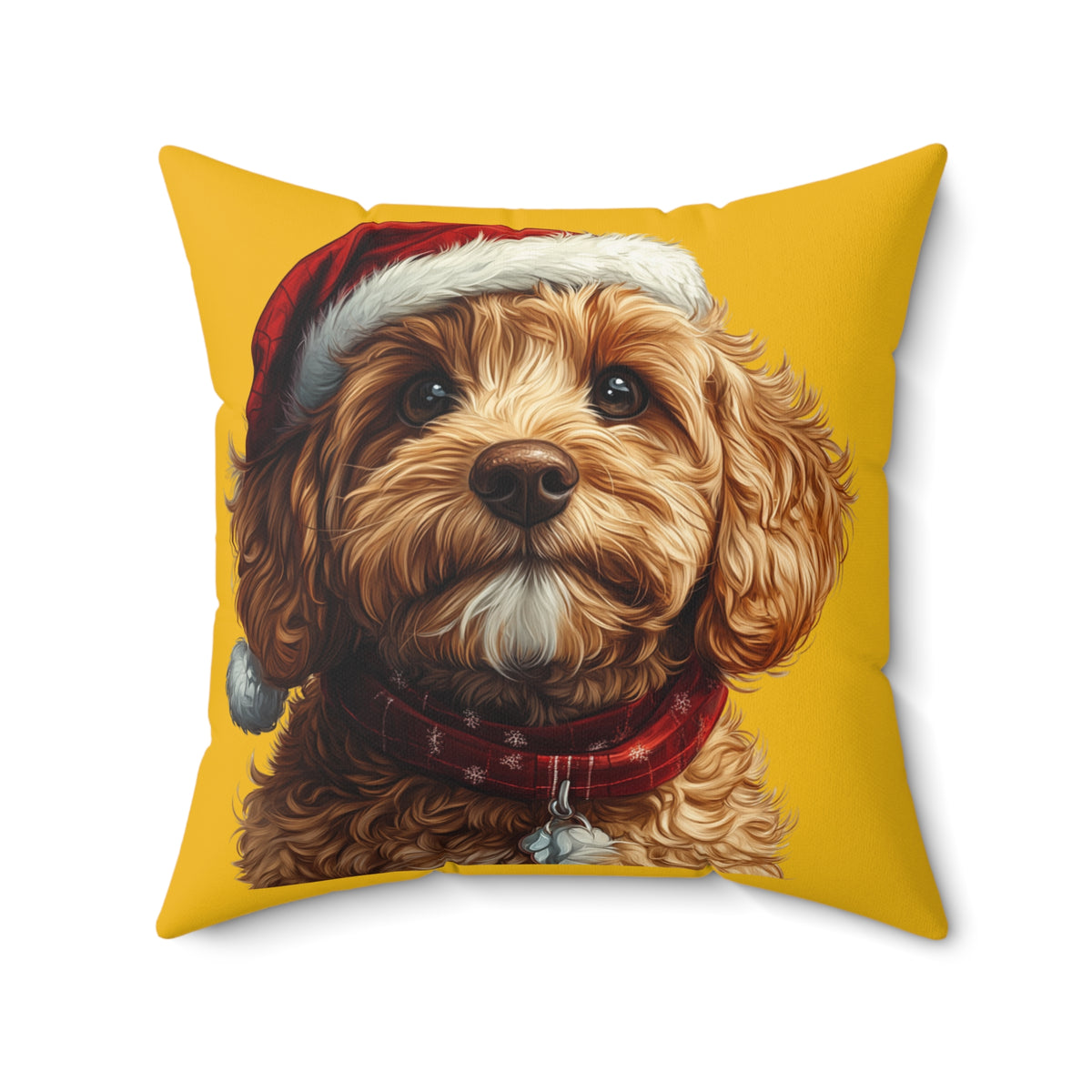 Festive Goldendoodle Dog Pillow - Faux Suede Square Pillow, Holiday Decor, Dog Lover Gift, Pet Christmas Cushion, Cozy Home Accent