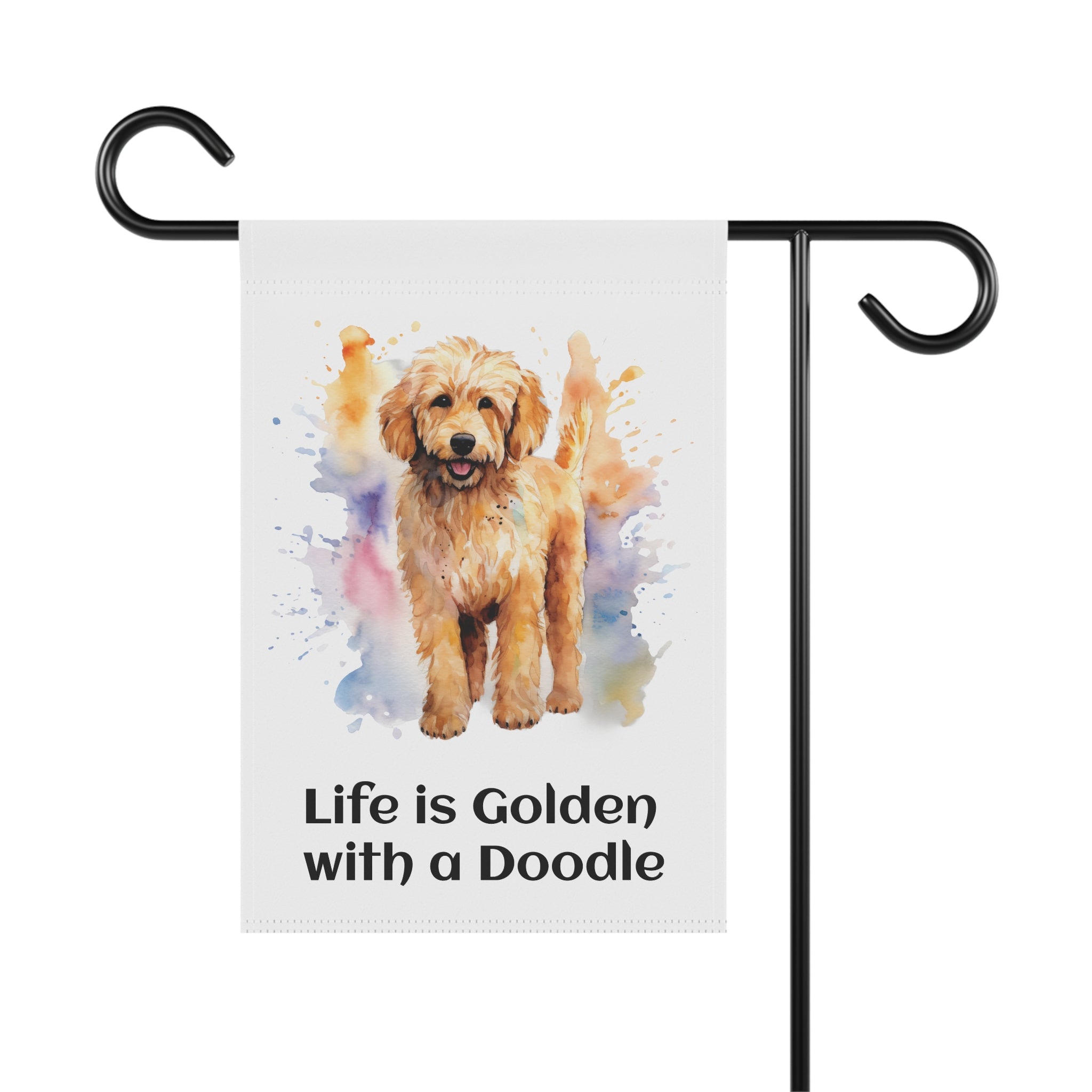 Garden & House Banner — "Life is Golden" Colorful Doodle Banner, 12" × 18" and 24.5" × 32"