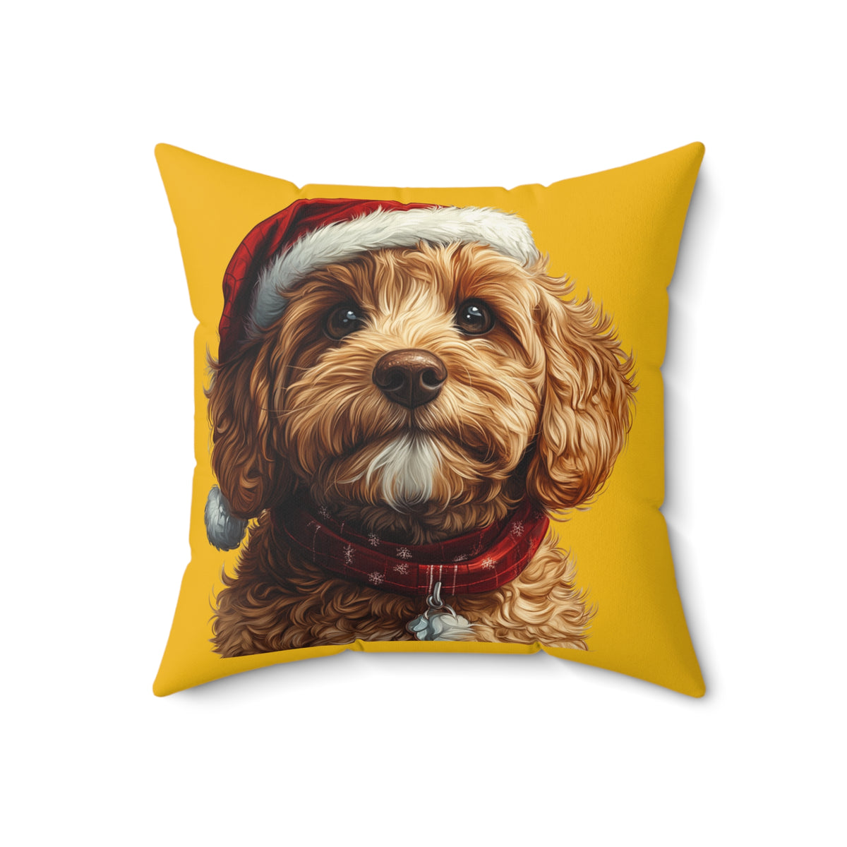 Festive Goldendoodle Dog Pillow - Faux Suede Square Pillow, Holiday Decor, Dog Lover Gift, Pet Christmas Cushion, Cozy Home Accent