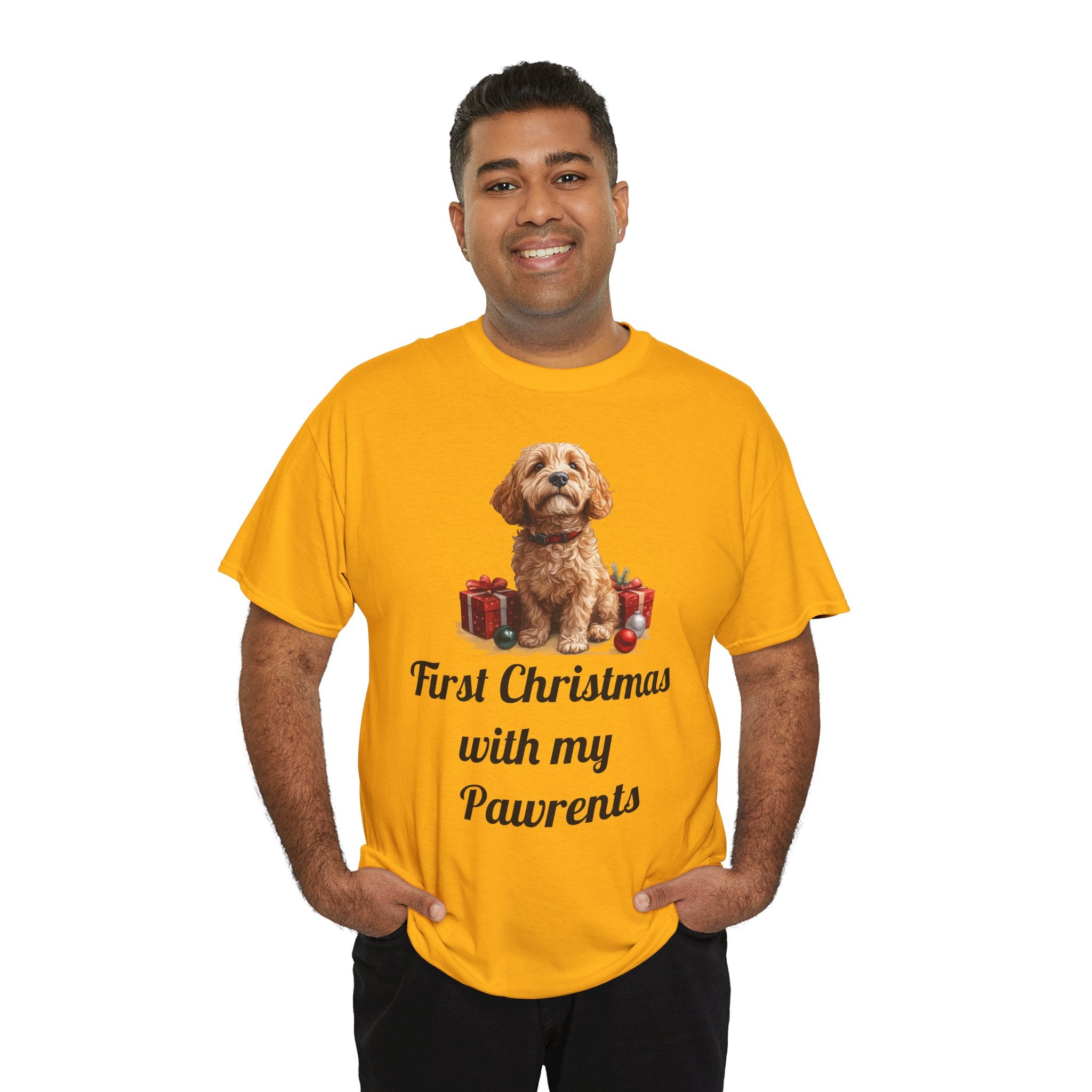 First Christmas with My Pawrents Goldendoodle Puppy T-Shirt, Gift for Her, Gift for Him, New Puppy Owners