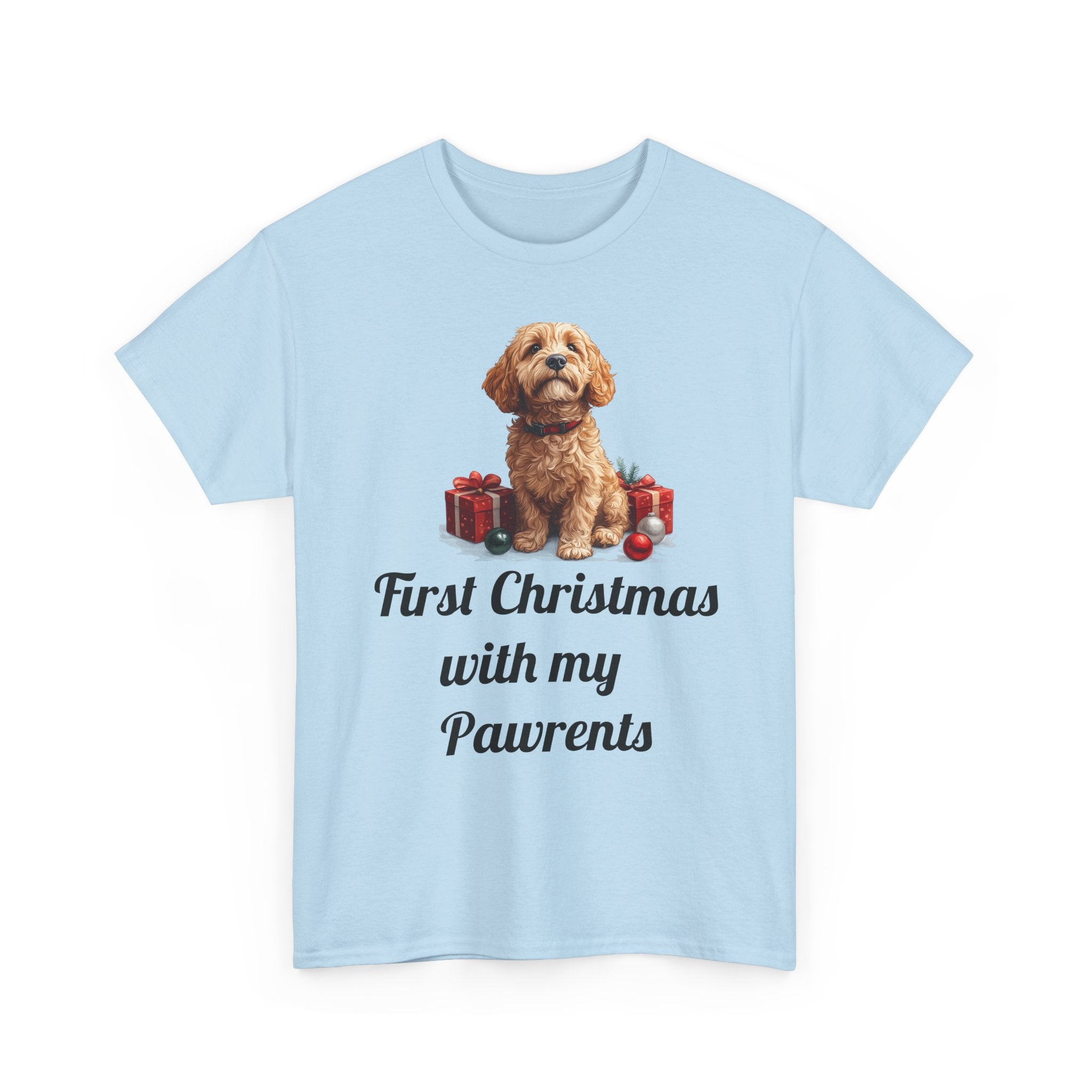 First Christmas with My Pawrents Goldendoodle Puppy T-Shirt, Gift for Her, Gift for Him, New Puppy Owners