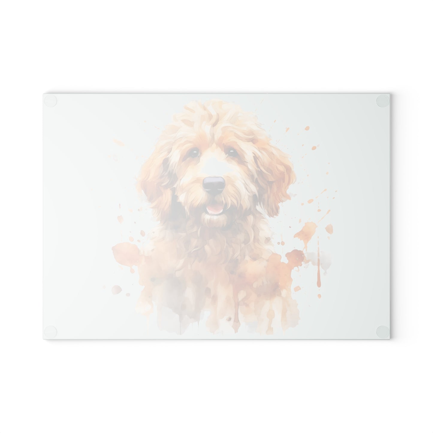 GoldendoodleDog Glass Cutting Board - Pet Lover Gift, Kitchen Decor, Dog Portrait Art, Gift for Dog Owners, Gift for Her