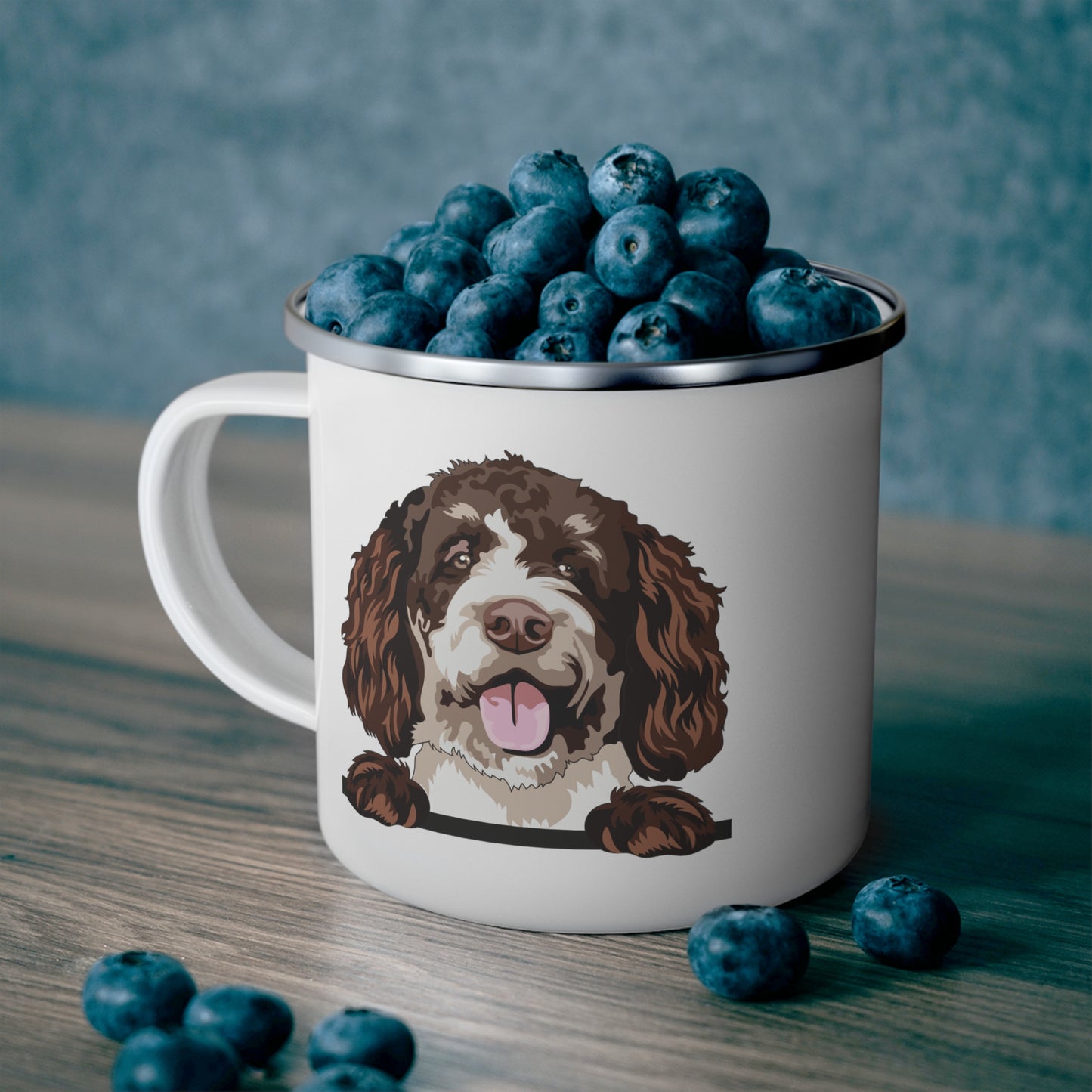 Personalized Bernedoodle Enamel Camping Mug - Custom Dog Lover Gift, 12 oz Outdoor Coffee Cup