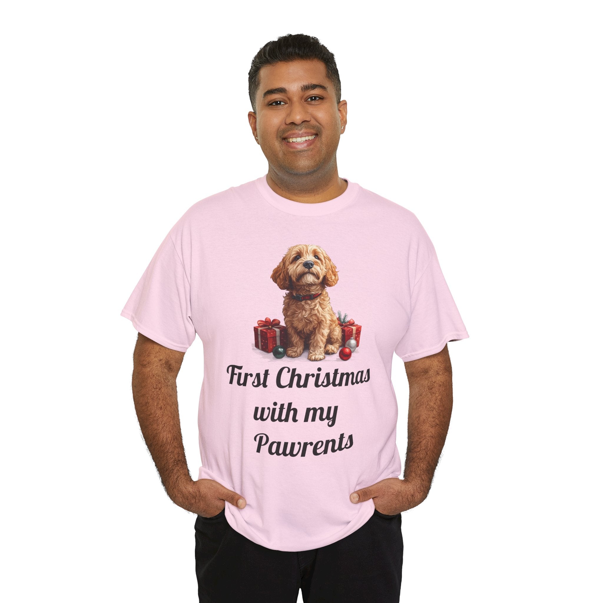 First Christmas with My Pawrents Goldendoodle Puppy T-Shirt, Gift for Her, Gift for Him, New Puppy Owners