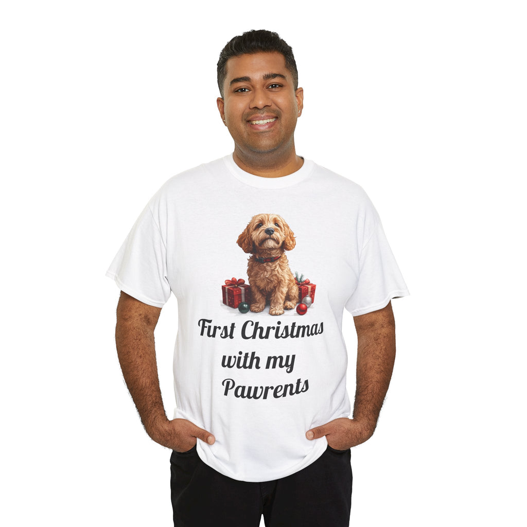 First Christmas with My Pawrents Goldendoodle Puppy T-Shirt, Gift for Her, Gift for Him, New Puppy Owners