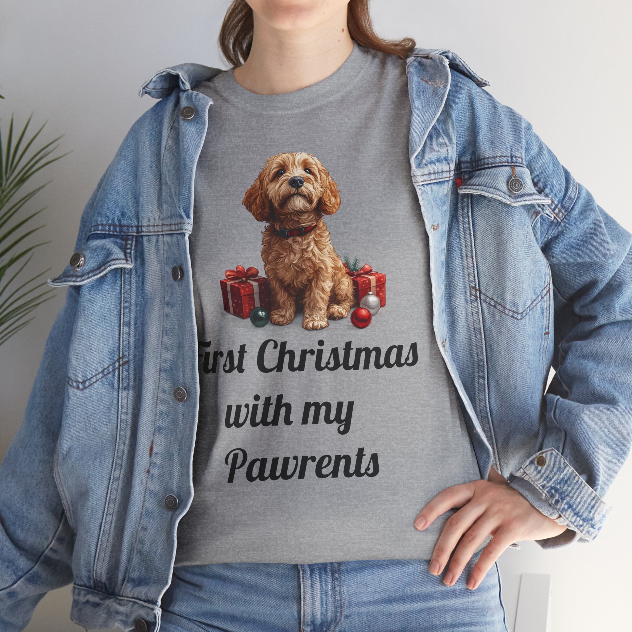 First Christmas with My Pawrents Goldendoodle Puppy T-Shirt, Gift for Her, Gift for Him, New Puppy Owners