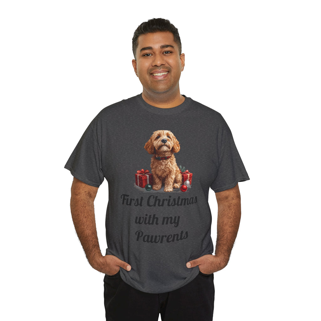 First Christmas with My Pawrents Goldendoodle Puppy T-Shirt, Gift for Her, Gift for Him, New Puppy Owners