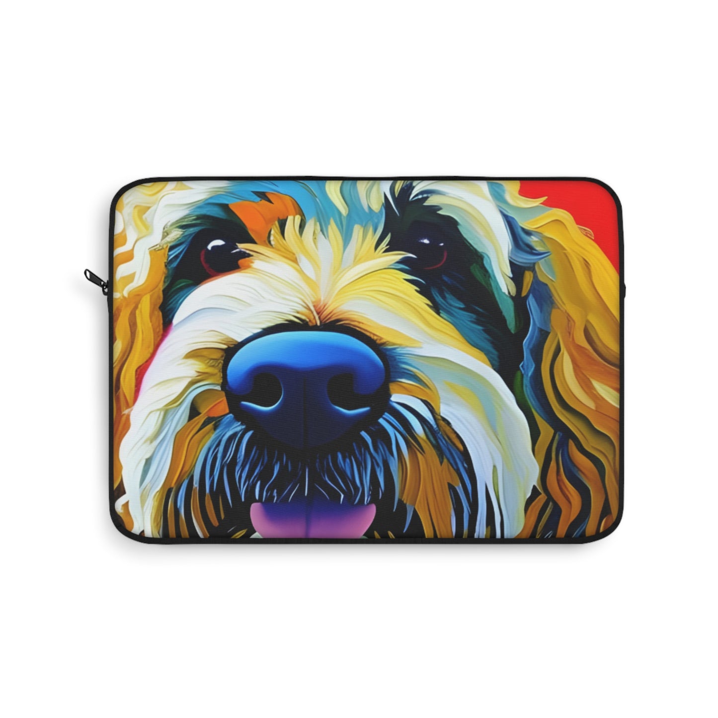 Colorful Doodle Dog Laptop Sleeve, Pet Lover Computer Bag, Custom Animal Design, Fun Office Accessory, Gift