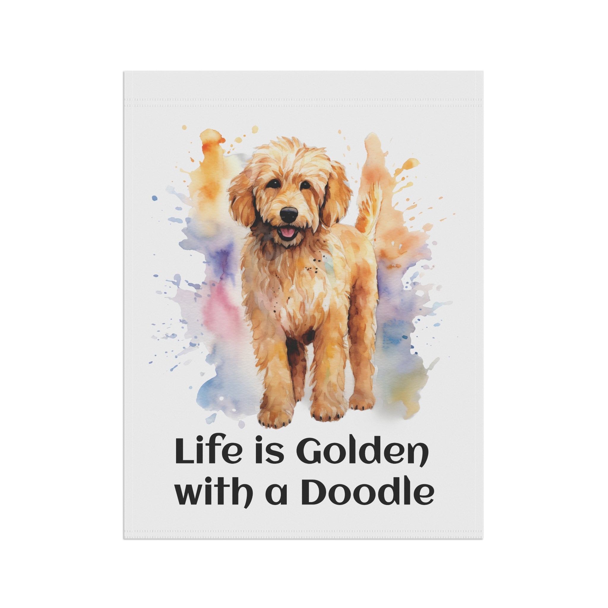 Garden & House Banner — "Life is Golden" Colorful Doodle Banner, 12" × 18" and 24.5" × 32"