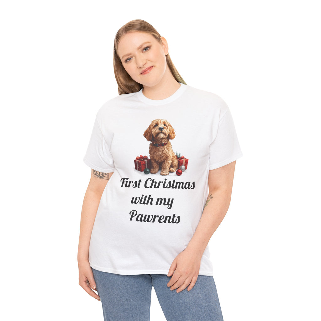First Christmas with My Pawrents Goldendoodle Puppy T-Shirt, Gift for Her, Gift for Him, New Puppy Owners