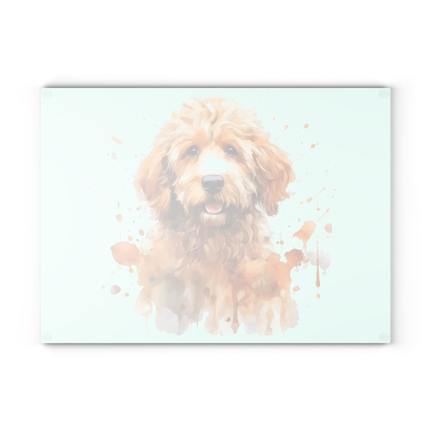 GoldendoodleDog Glass Cutting Board - Pet Lover Gift, Kitchen Decor, Dog Portrait Art, Gift for Dog Owners, Gift for Her