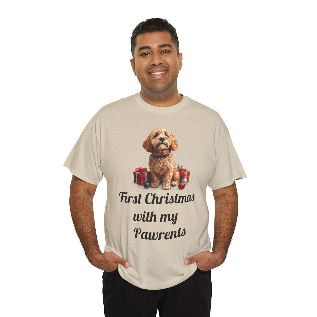 First Christmas with My Pawrents Goldendoodle Puppy T-Shirt, Gift for Her, Gift for Him, New Puppy Owners
