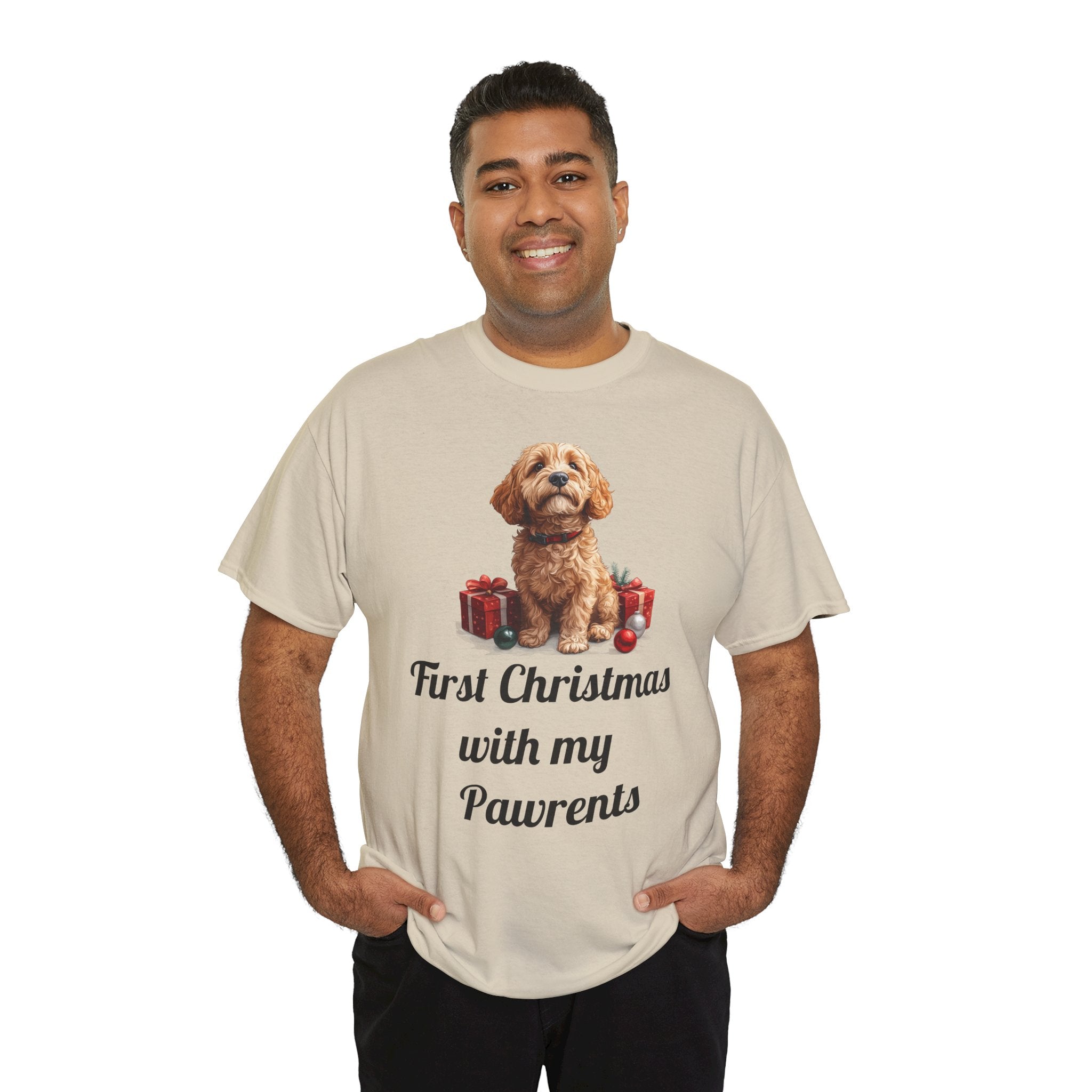 First Christmas with My Pawrents Goldendoodle Puppy T-Shirt, Gift for Her, Gift for Him, New Puppy Owners