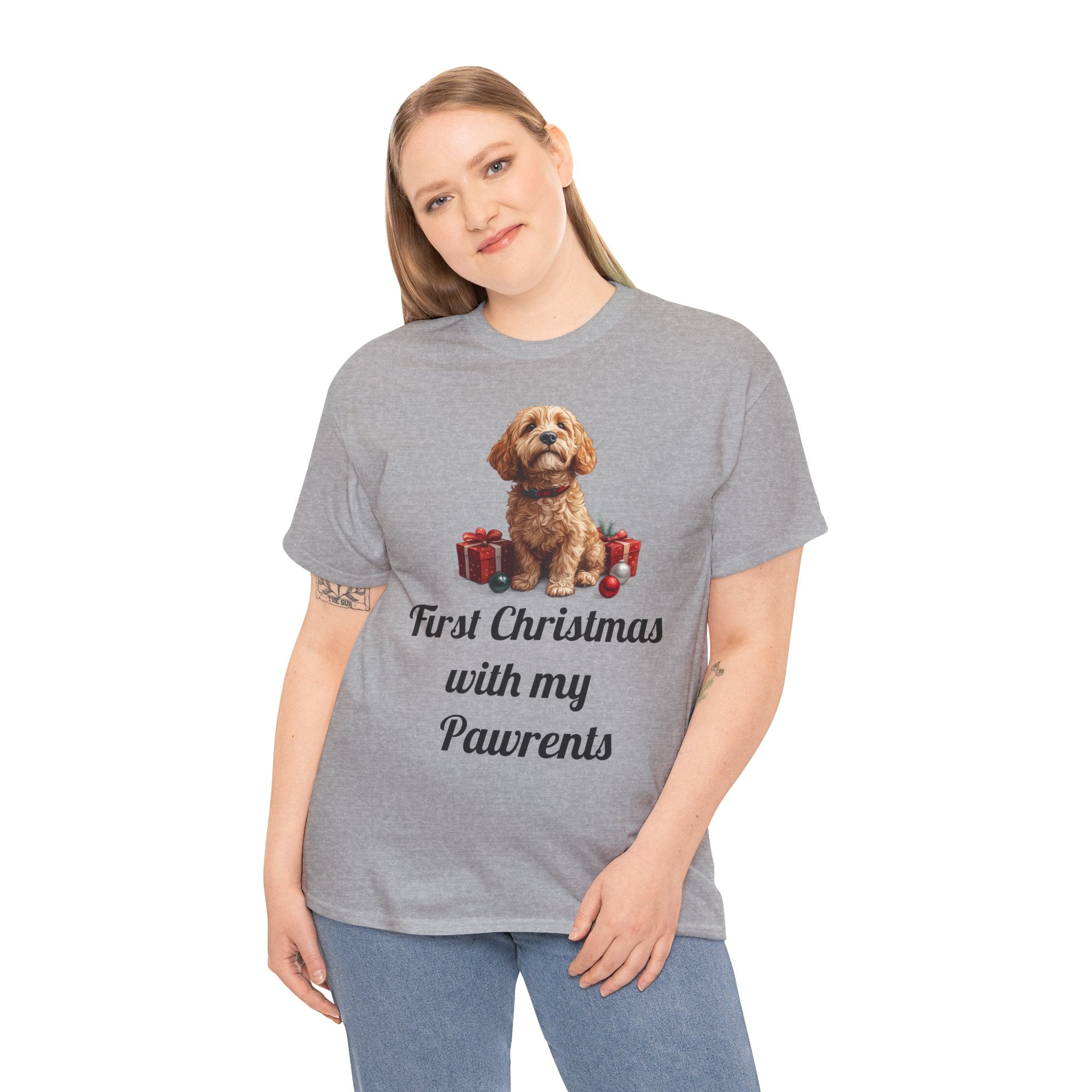 First Christmas with My Pawrents Goldendoodle Puppy T-Shirt, Gift for Her, Gift for Him, New Puppy Owners