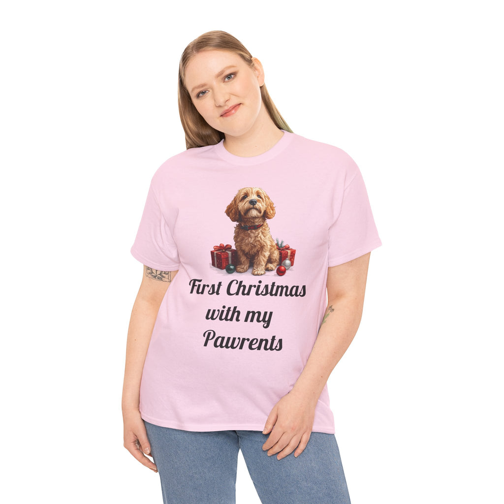 First Christmas with My Pawrents Goldendoodle Puppy T-Shirt, Gift for Her, Gift for Him, New Puppy Owners