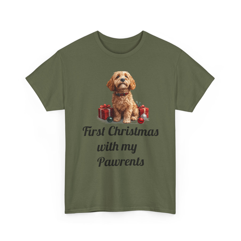 First Christmas with My Pawrents Goldendoodle Puppy T-Shirt, Gift for Her, Gift for Him, New Puppy Owners