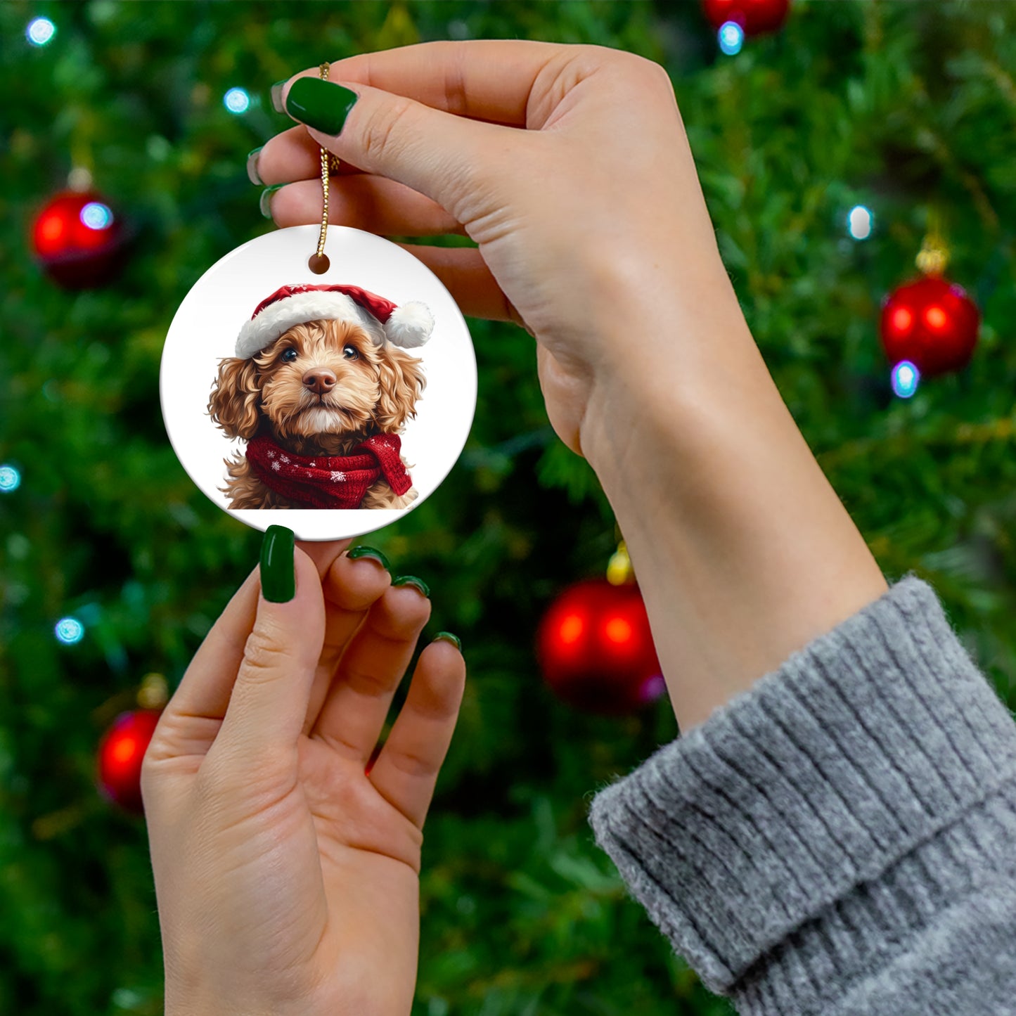Personalized Christmas Ceramic Ornament Featuring Your Doodle - Festive Pet Decor & Perfect Holiday Gift for New Doodle Owners