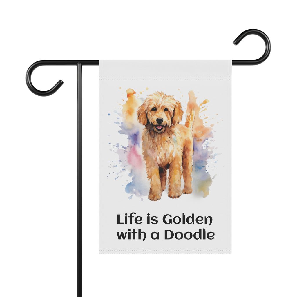 Garden & House Banner — "Life is Golden" Colorful Doodle Banner, 12" × 18" and 24.5" × 32"