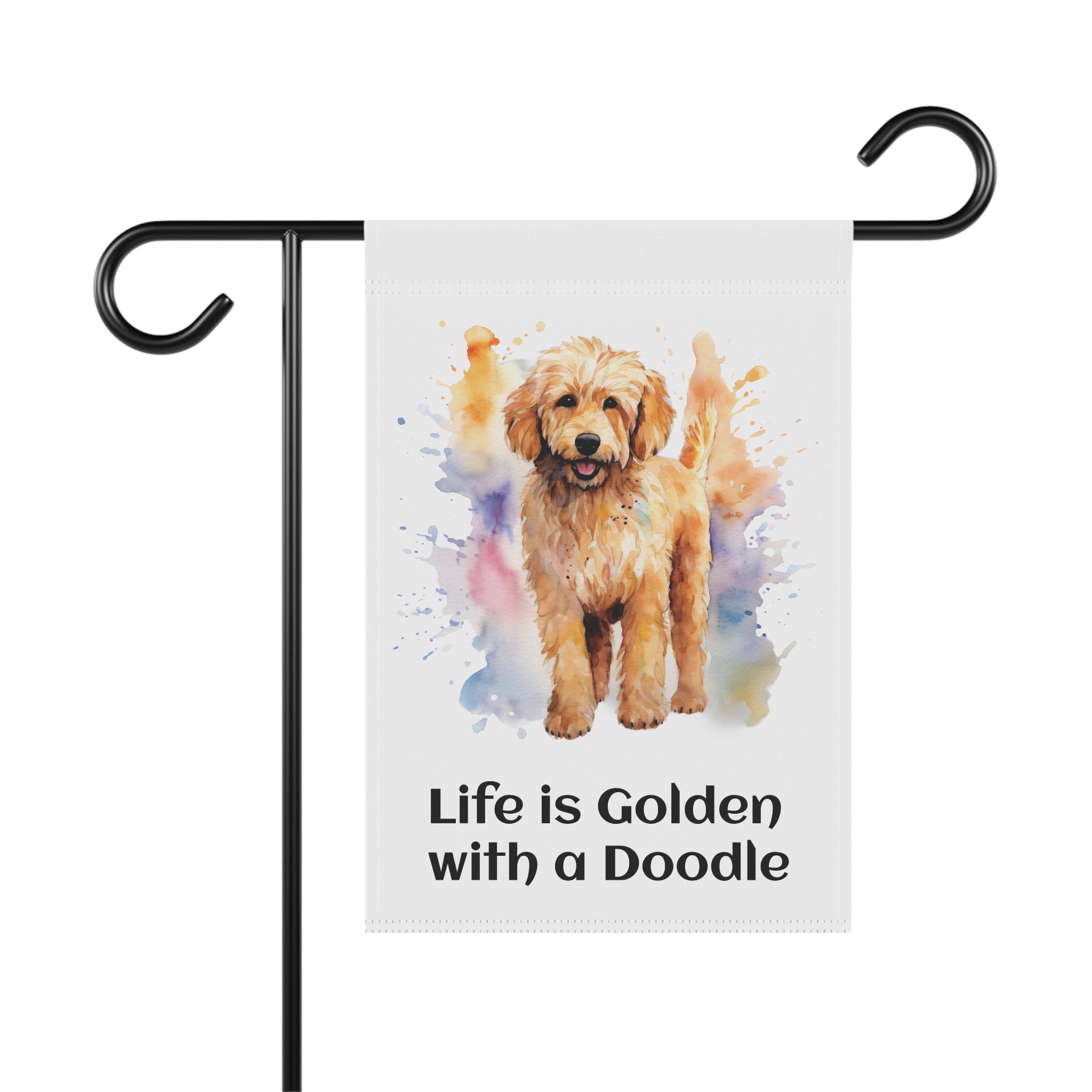 Garden & House Banner — "Life is Golden" Colorful Doodle Banner, 12" × 18" and 24.5" × 32"