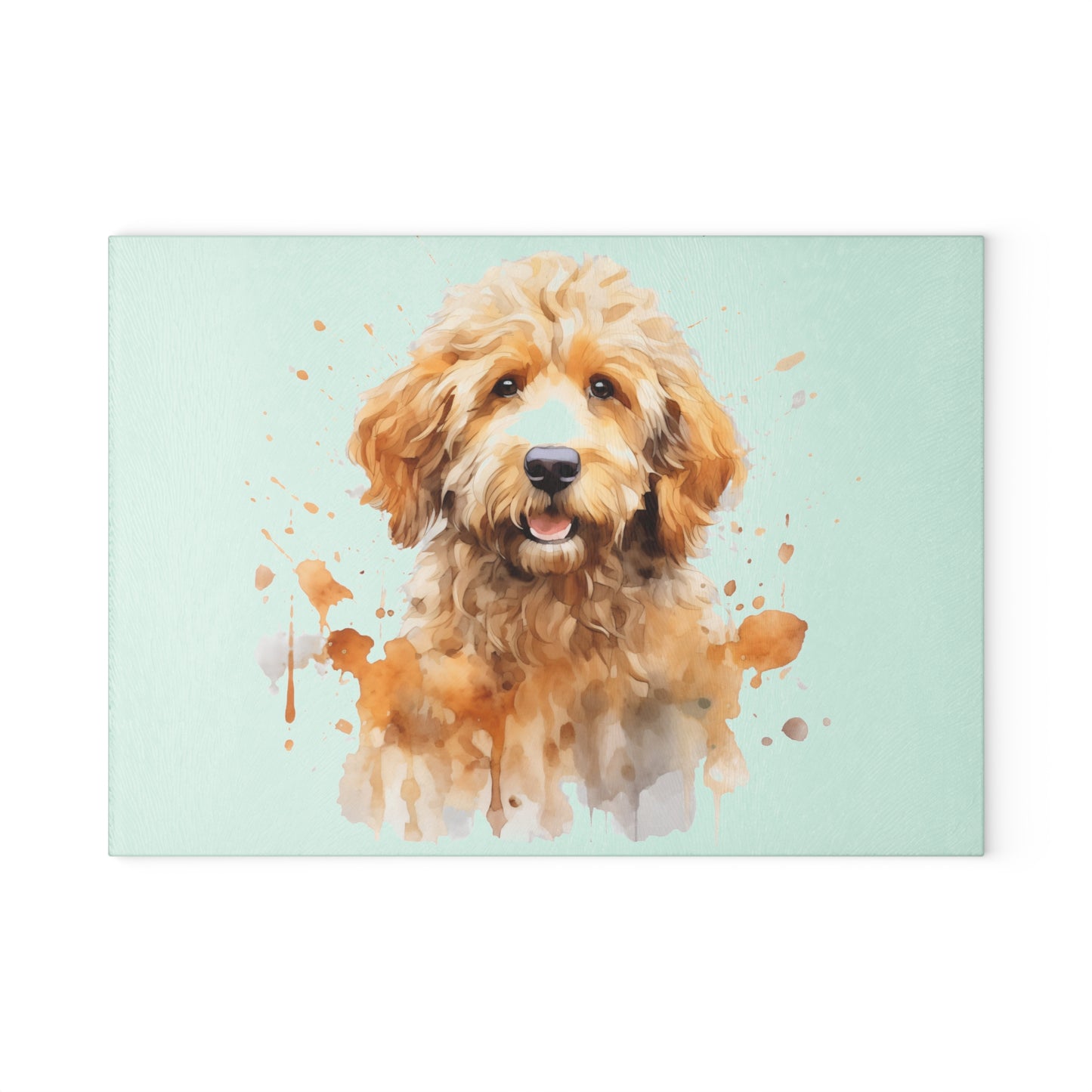GoldendoodleDog Glass Cutting Board - Pet Lover Gift, Kitchen Decor, Dog Portrait Art, Gift for Dog Owners, Gift for Her