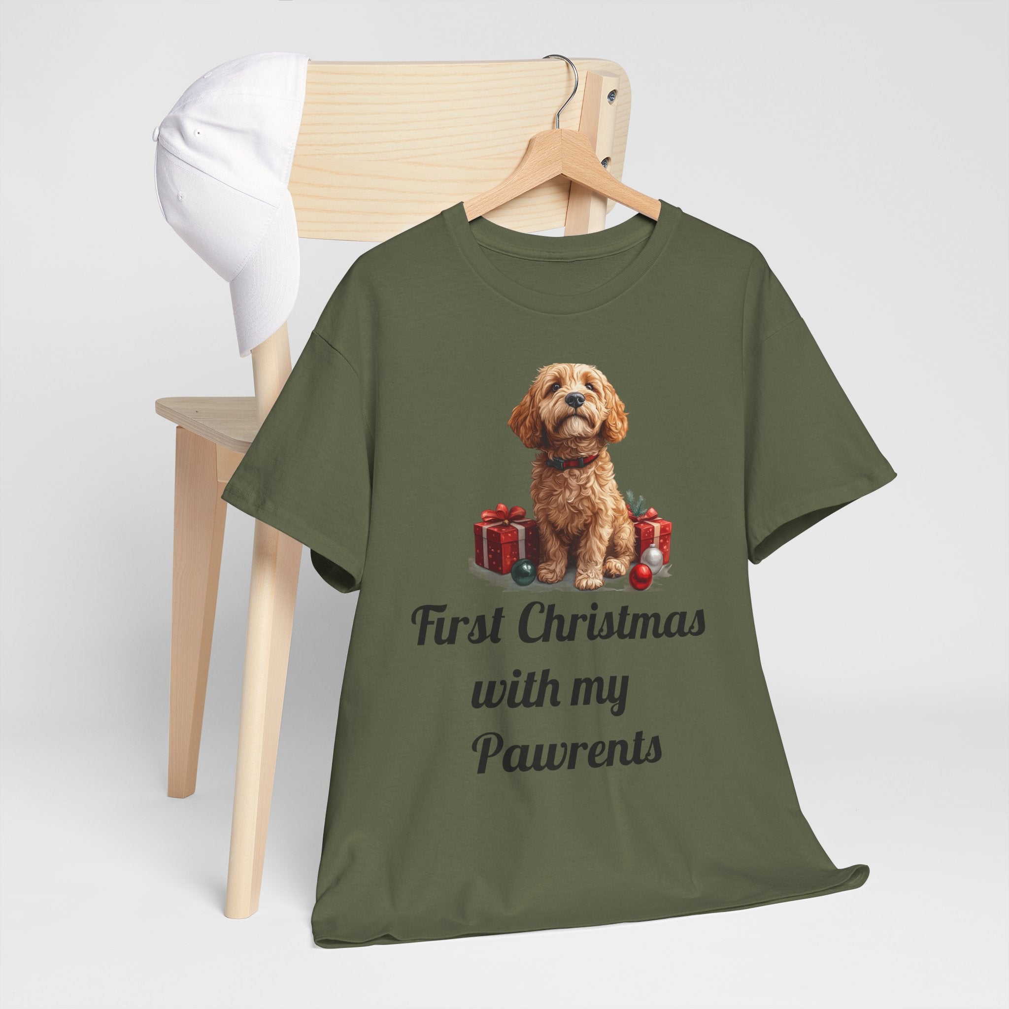 First Christmas with My Pawrents Goldendoodle Puppy T-Shirt, Gift for Her, Gift for Him, New Puppy Owners