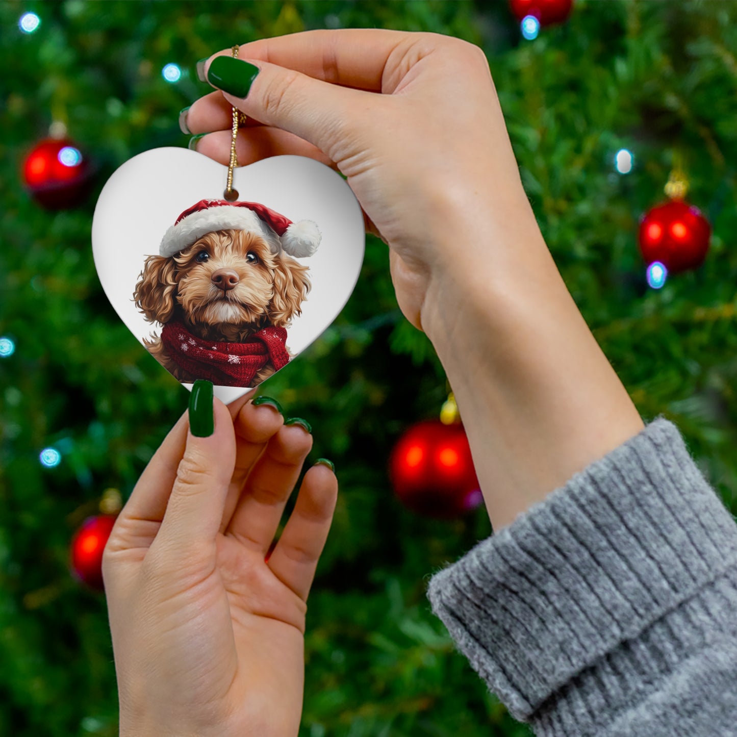 Personalized Christmas Ceramic Ornament Featuring Your Doodle - Festive Pet Decor & Perfect Holiday Gift for New Doodle Owners