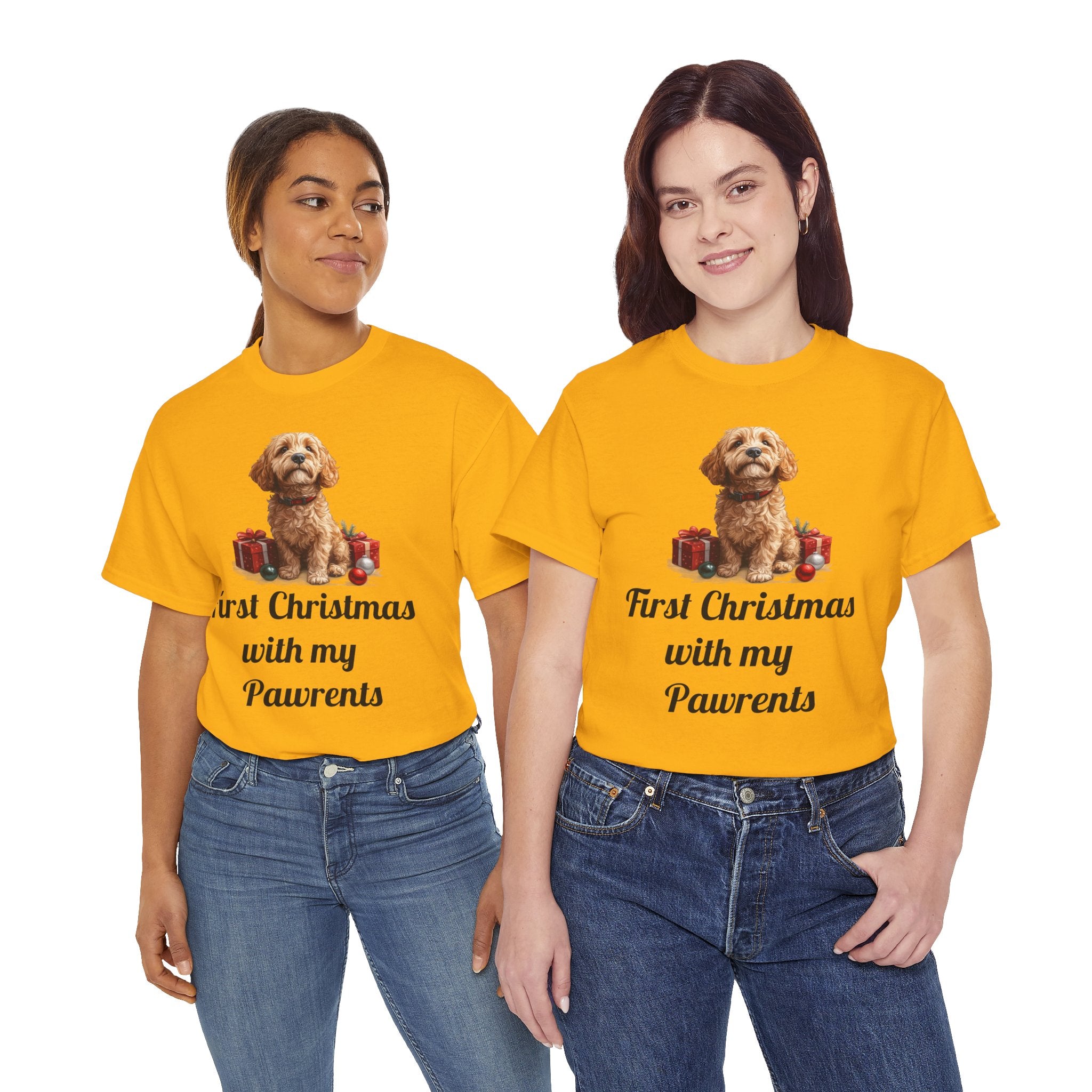 First Christmas with My Pawrents Goldendoodle Puppy T-Shirt, Gift for Her, Gift for Him, New Puppy Owners