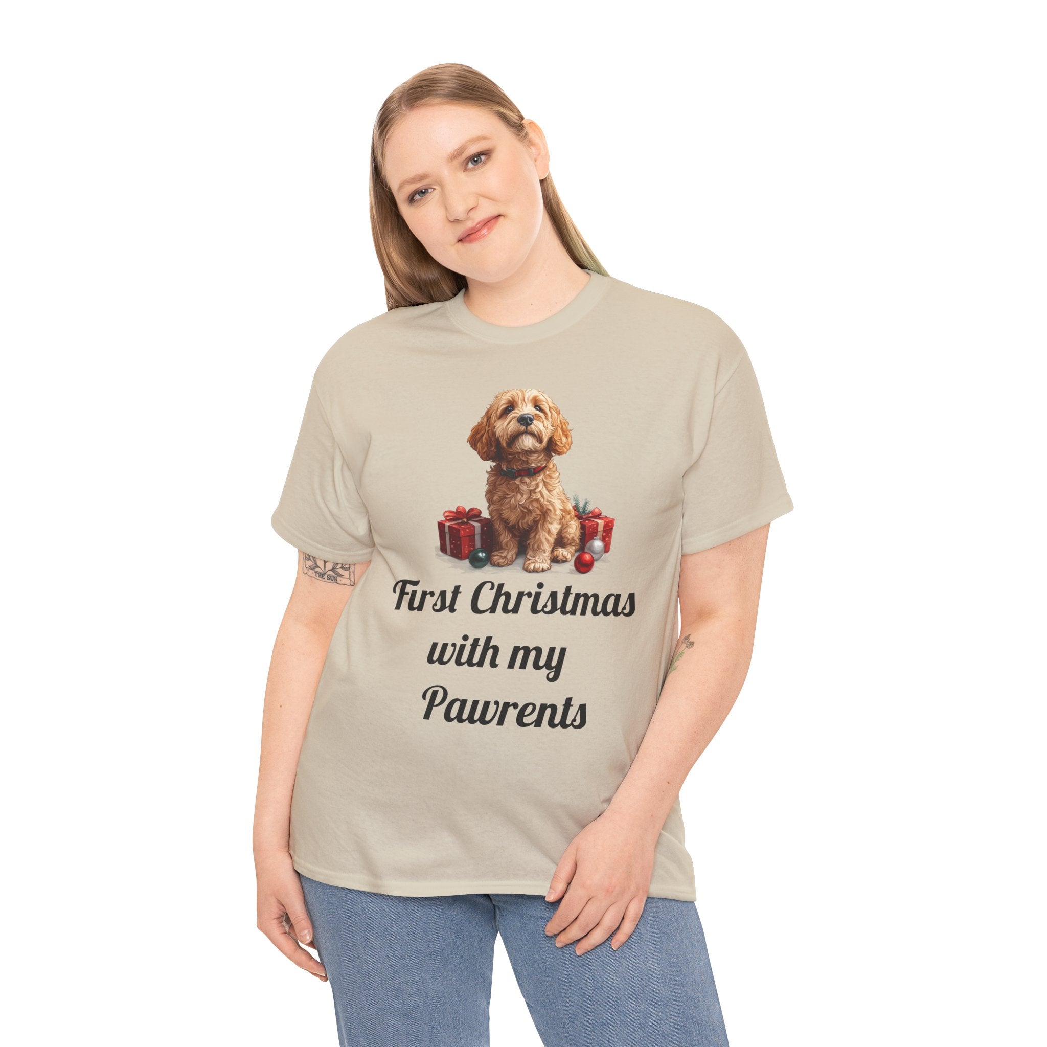 First Christmas with My Pawrents Goldendoodle Puppy T-Shirt, Gift for Her, Gift for Him, New Puppy Owners