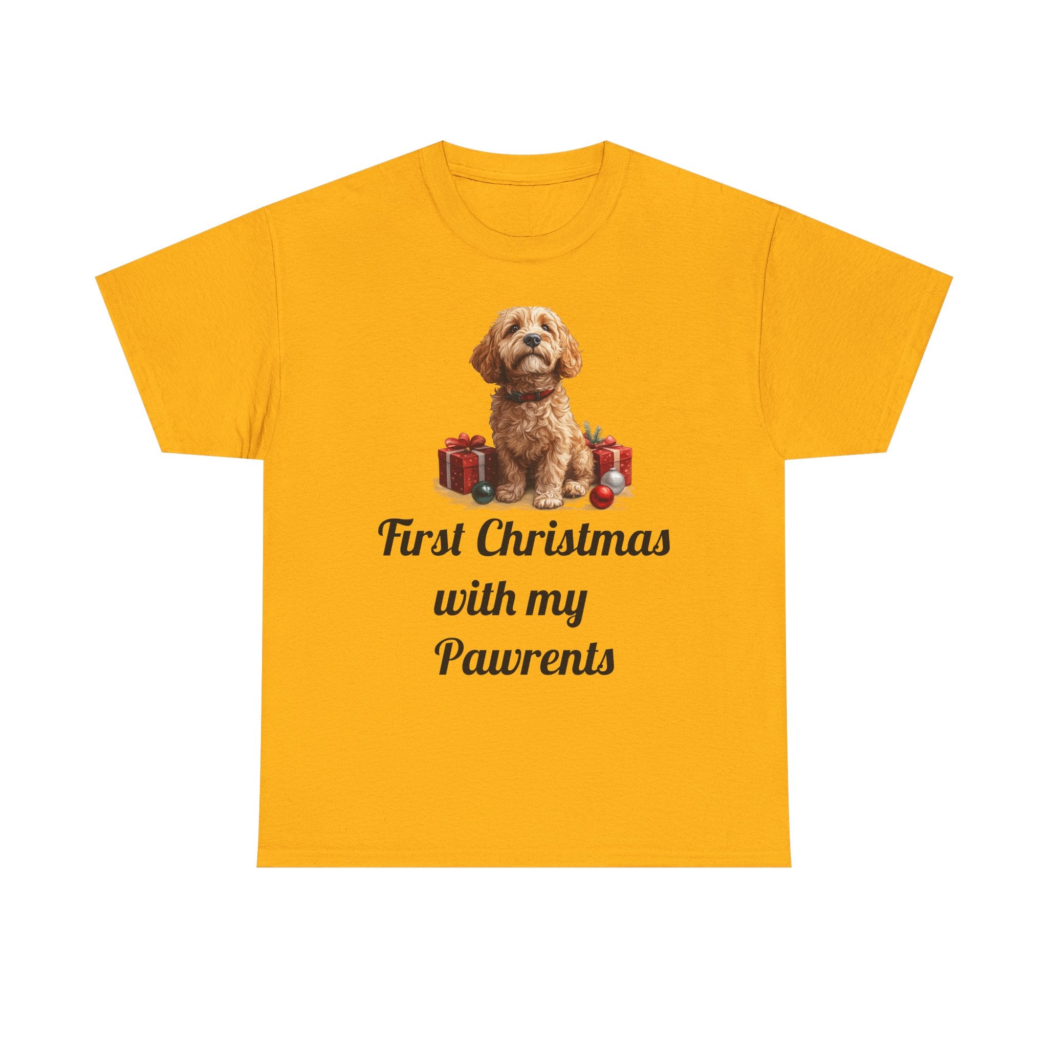 First Christmas with My Pawrents Goldendoodle Puppy T-Shirt, Gift for Her, Gift for Him, New Puppy Owners