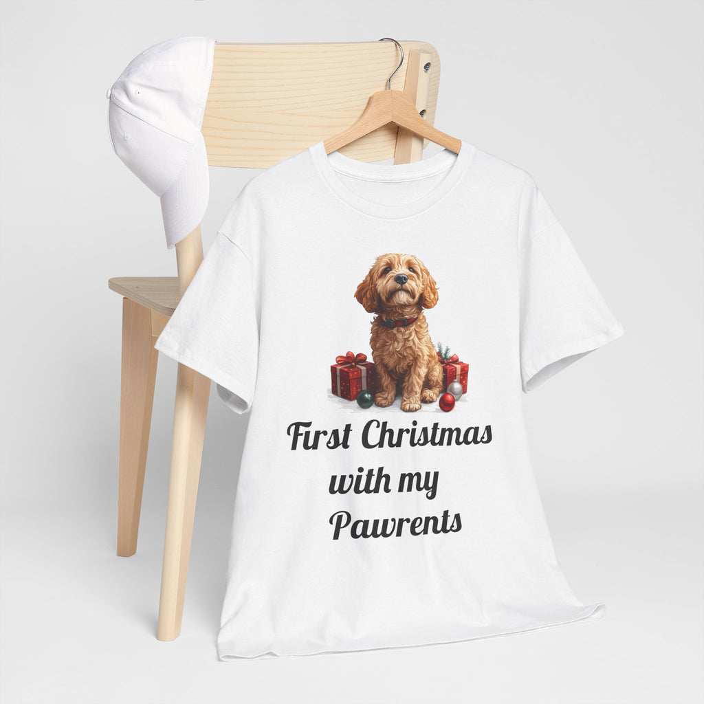 First Christmas with My Pawrents Goldendoodle Puppy T-Shirt, Gift for Her, Gift for Him, New Puppy Owners