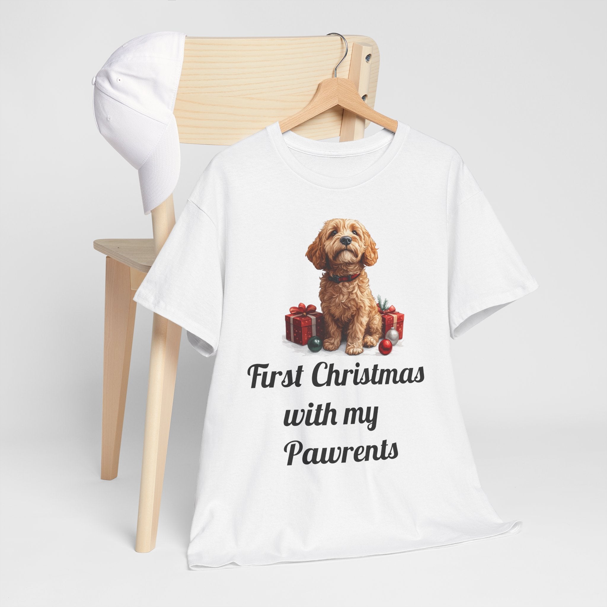 First Christmas with My Pawrents Goldendoodle Puppy T-Shirt, Gift for Her, Gift for Him, New Puppy Owners